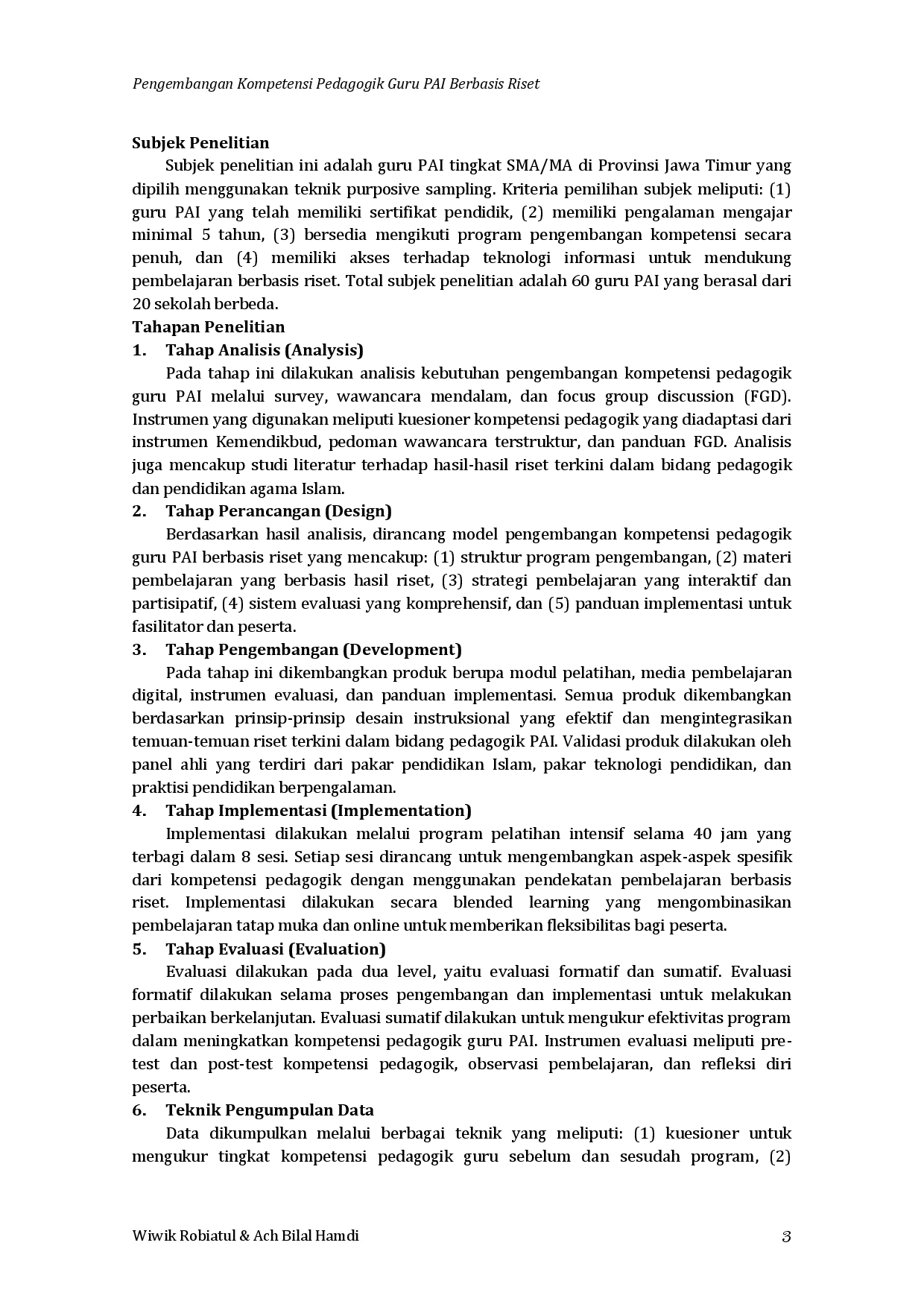 juris Pengembangan Kompetensi Pedagogik Guru PAI Berbasis Riset