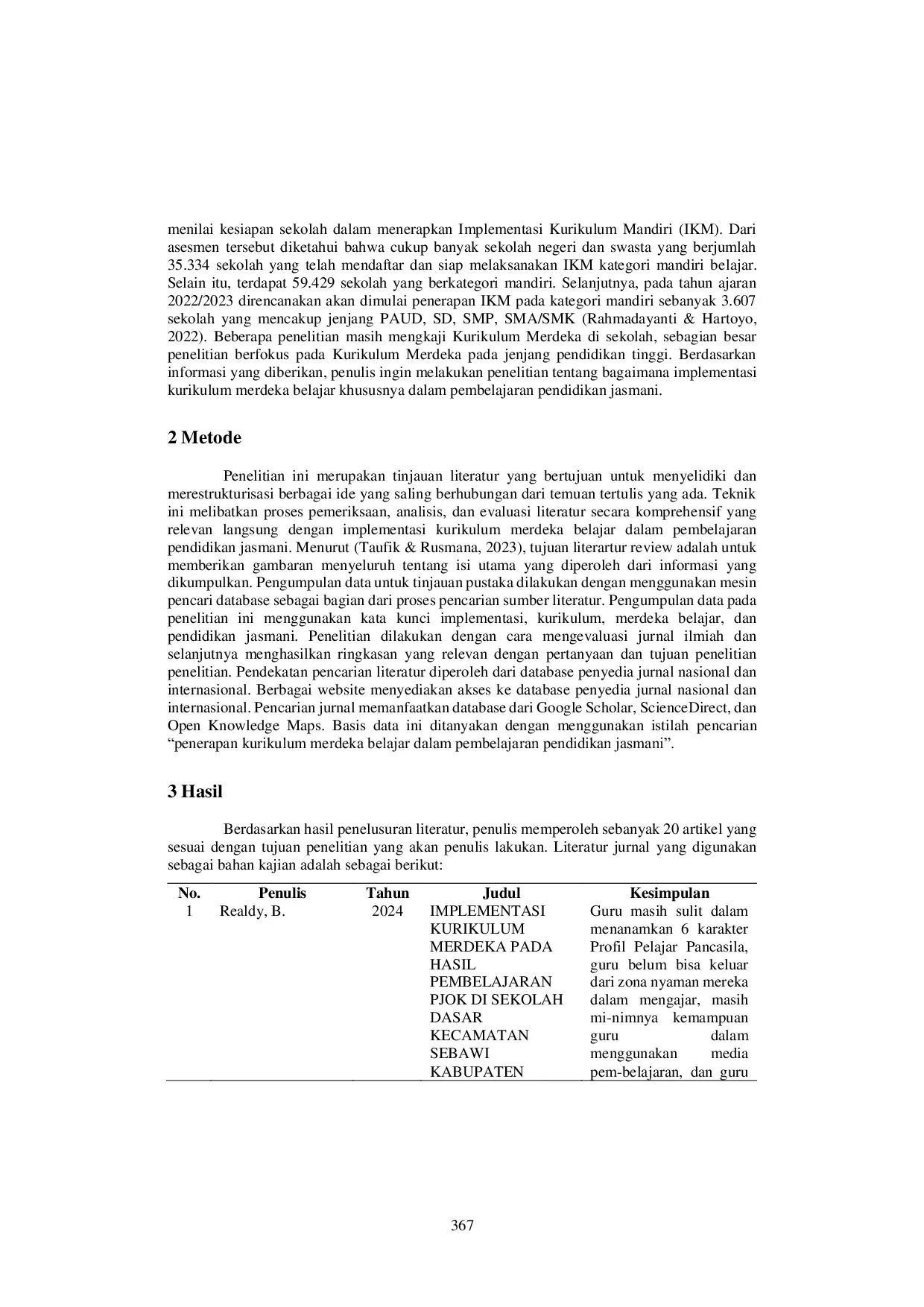 JURIS Penerapan Kurikulum Merdeka Belajar Dalam Pendidikan Jasmani Literatur Review