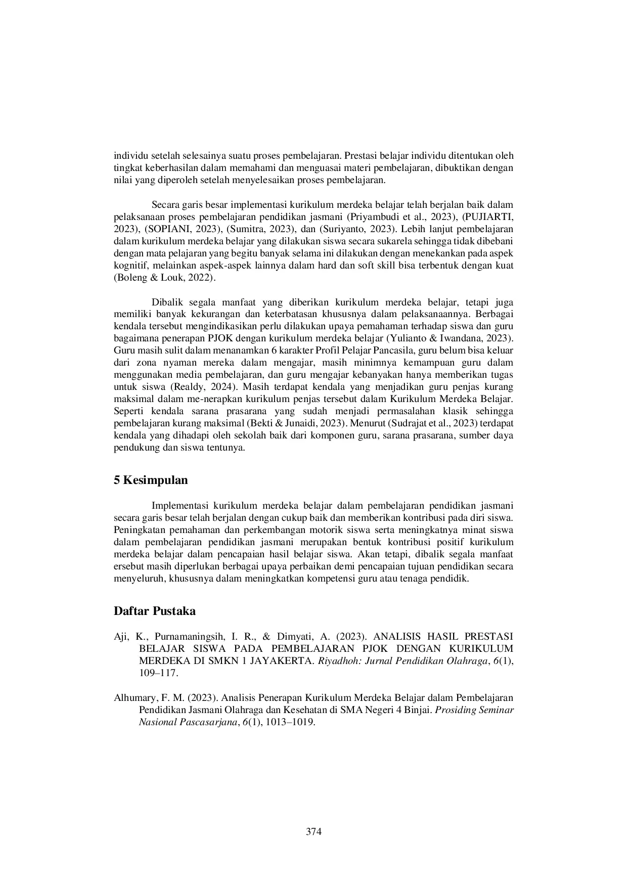 JURIS Penerapan Kurikulum Merdeka Belajar Dalam Pendidikan Jasmani Literatur Review