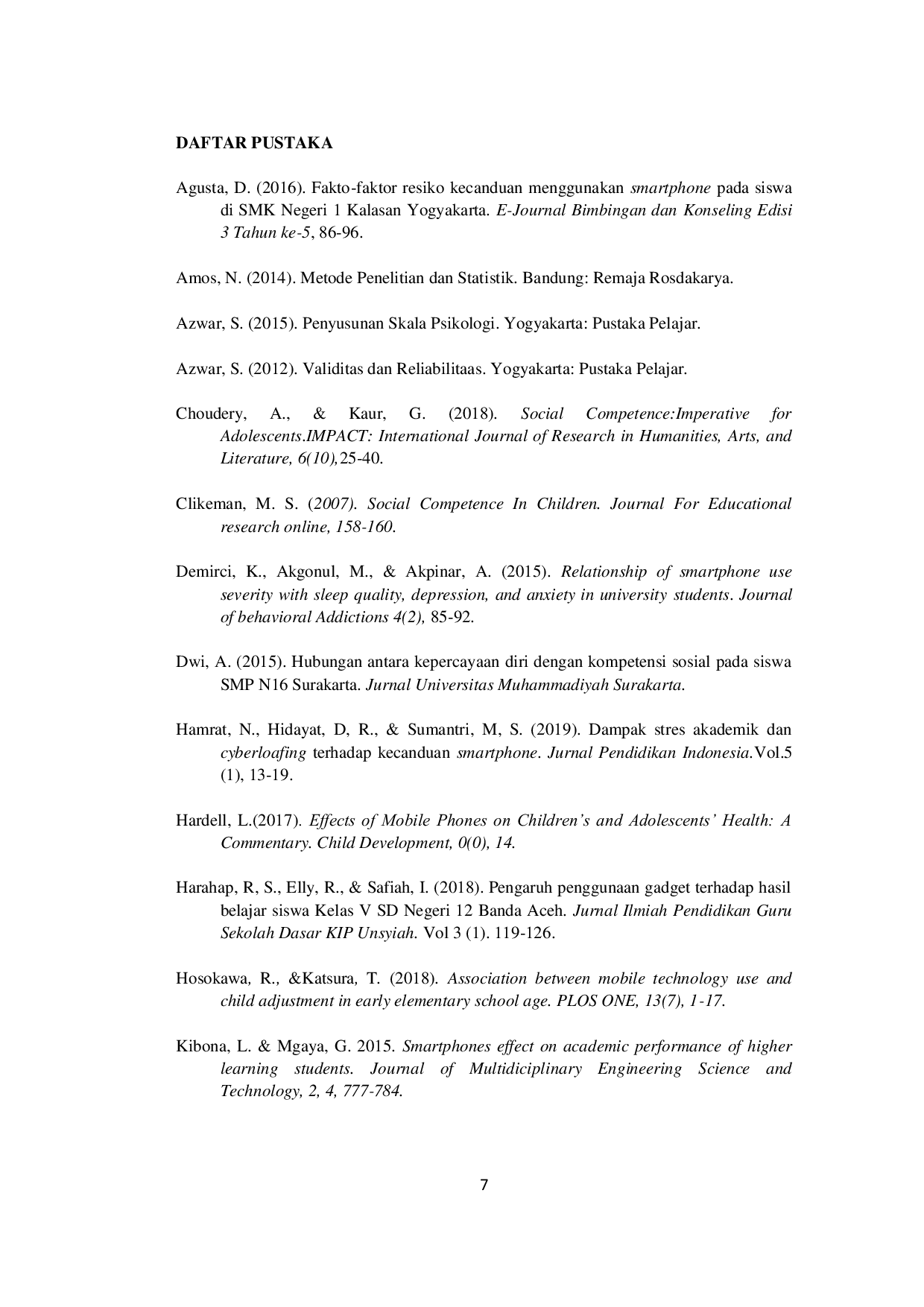 JURIS Pengaruh Penggunaan Smartphone Terhadap Kompetensi Sosial Pada Siswa Kelas V Dan Vi Di Sd Negeri 003 Anggana