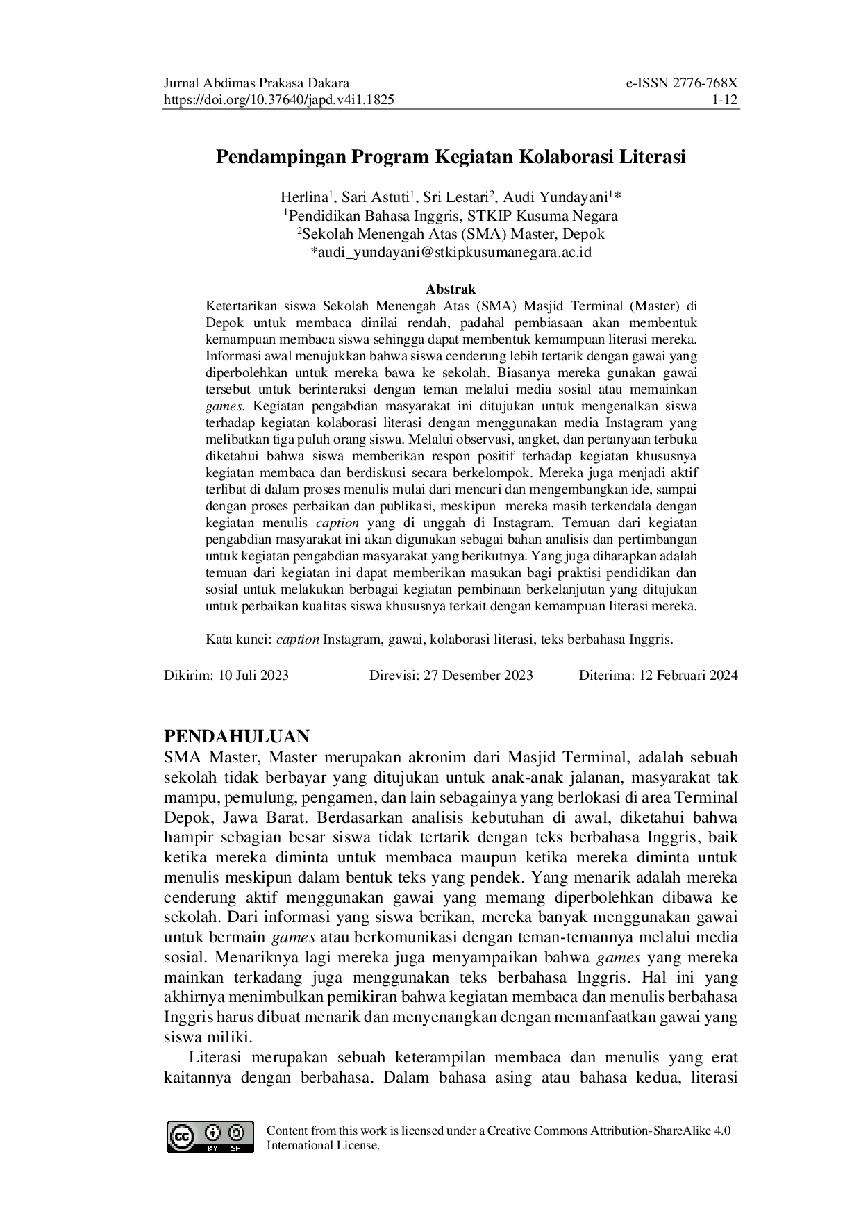 juris Pendampingan Program Kegiatan Kolaborasi Literasi
