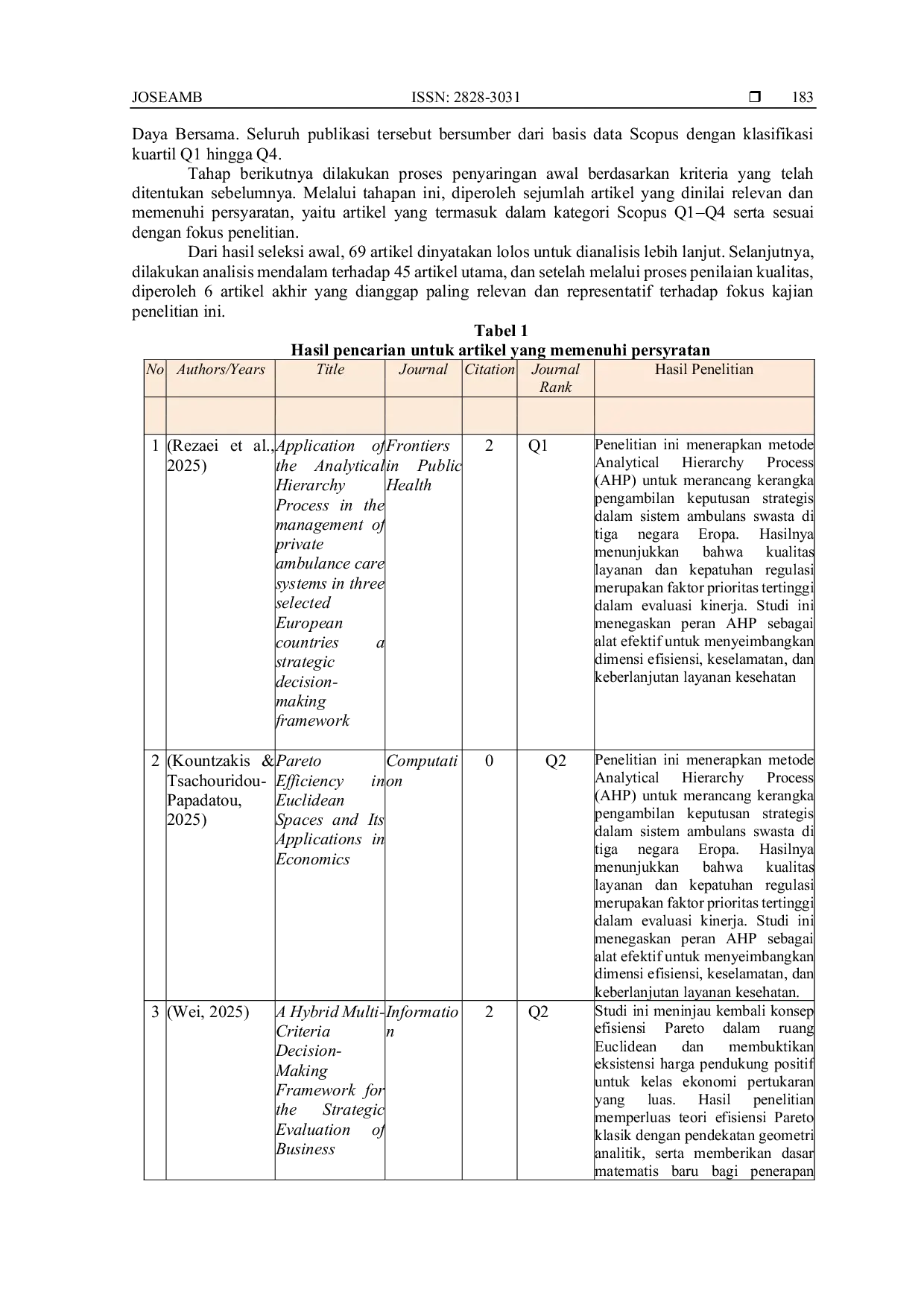 JURIS Optimasi Multi Objektif pada Sistem Pengambilan Keputusan Berbasis Game Theory untuk Pengelolaan Sumber Daya Bersama