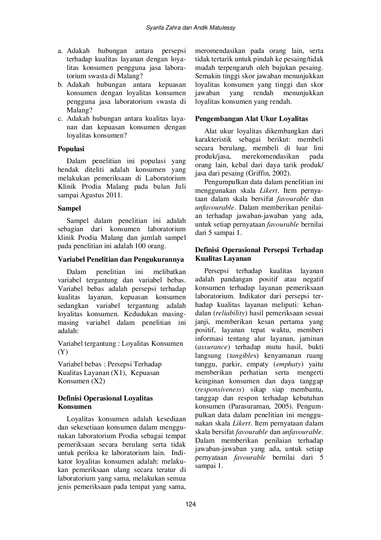 JURIS Persepsi terhadap Kualitas Layanan Kepuasan dan Loyalitas Konsumen