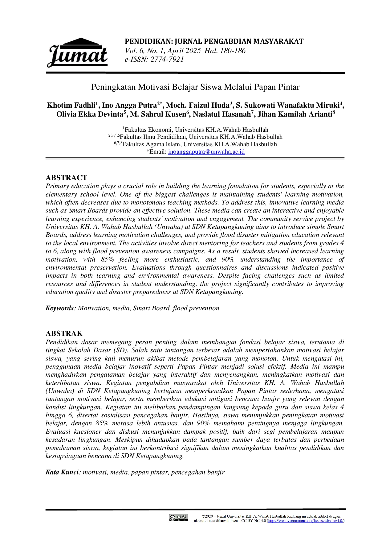 JURIS Peningkatan Motivasi Belajar Siswa Melalui Papan Pintar