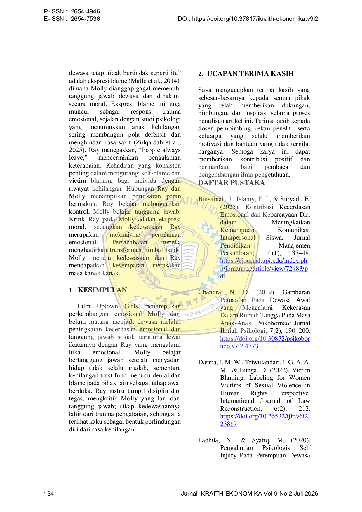 JURIS Representasi Transformasi Emosional dan Tanggung Jawab Sosial dalam Perjalanan Karakter Molly Gunn dalam Film Uptown Girls