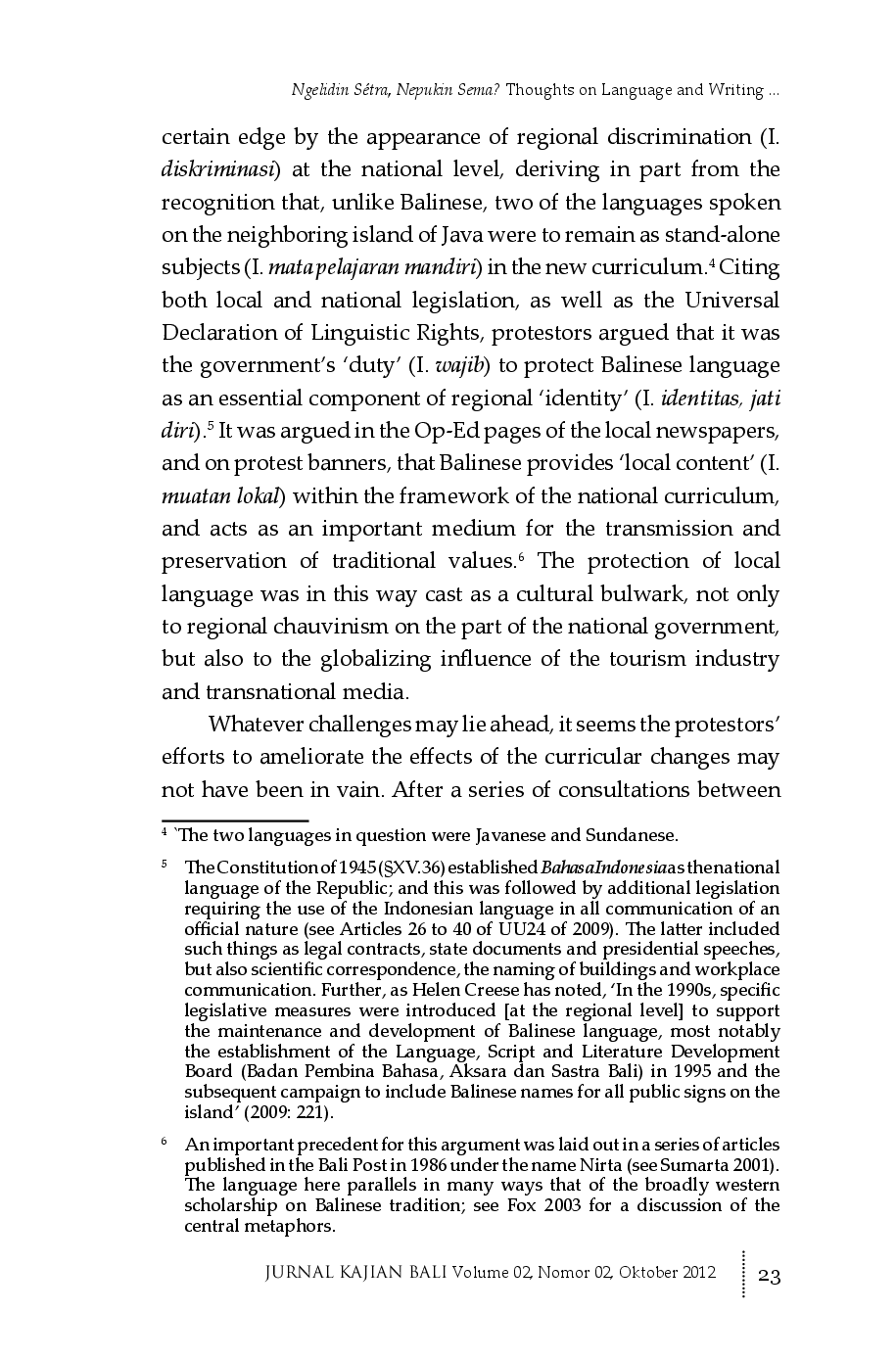 juris Ngelidin S tra Nepukin Sema Thoughts on Language and Writing in Contemporary Bali