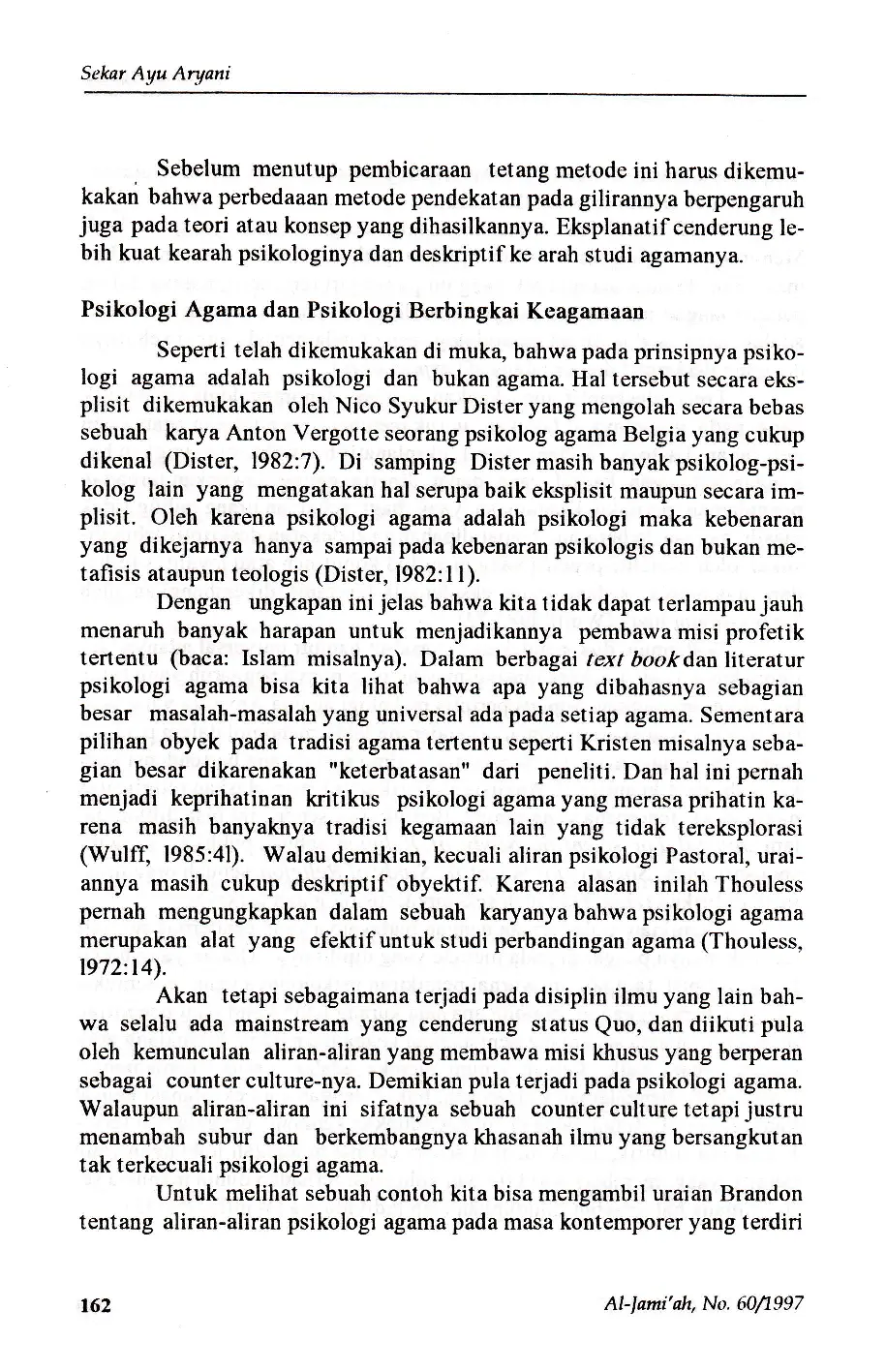 JURIS Psikologi Agama dalam Perkembangan Psikologi pada Umumnya