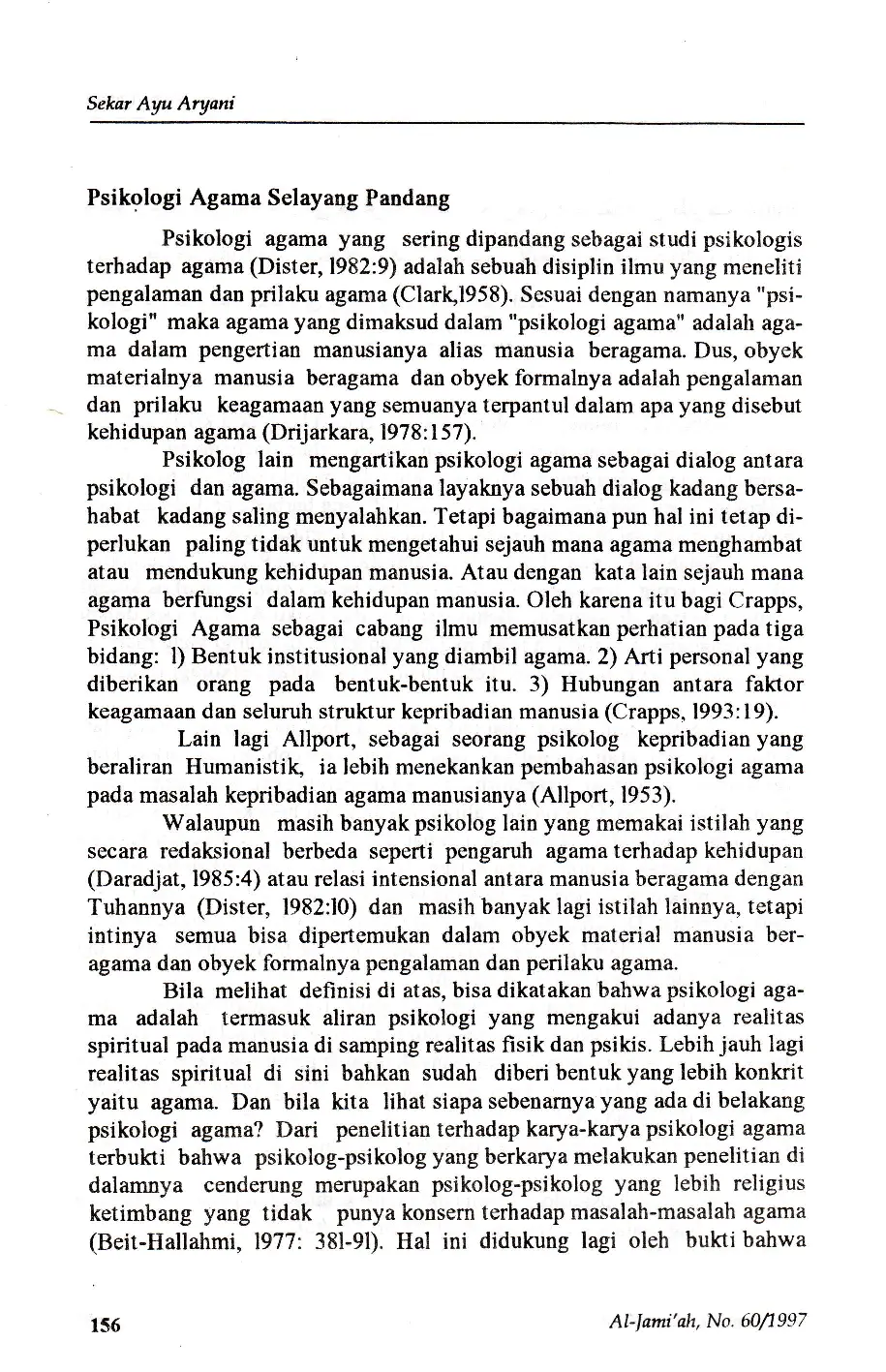 JURIS Psikologi Agama dalam Perkembangan Psikologi pada Umumnya