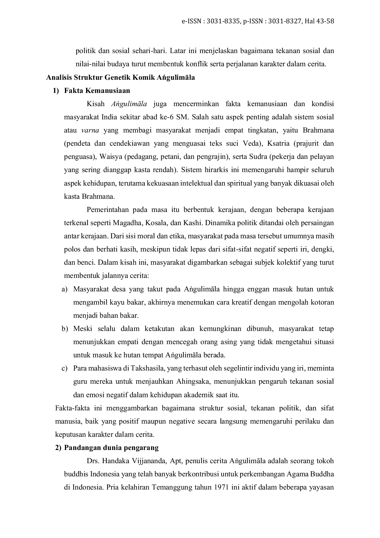 JURIS Analisa Strukturalisme Genetik pada Komik Buddhis AIgulimAla