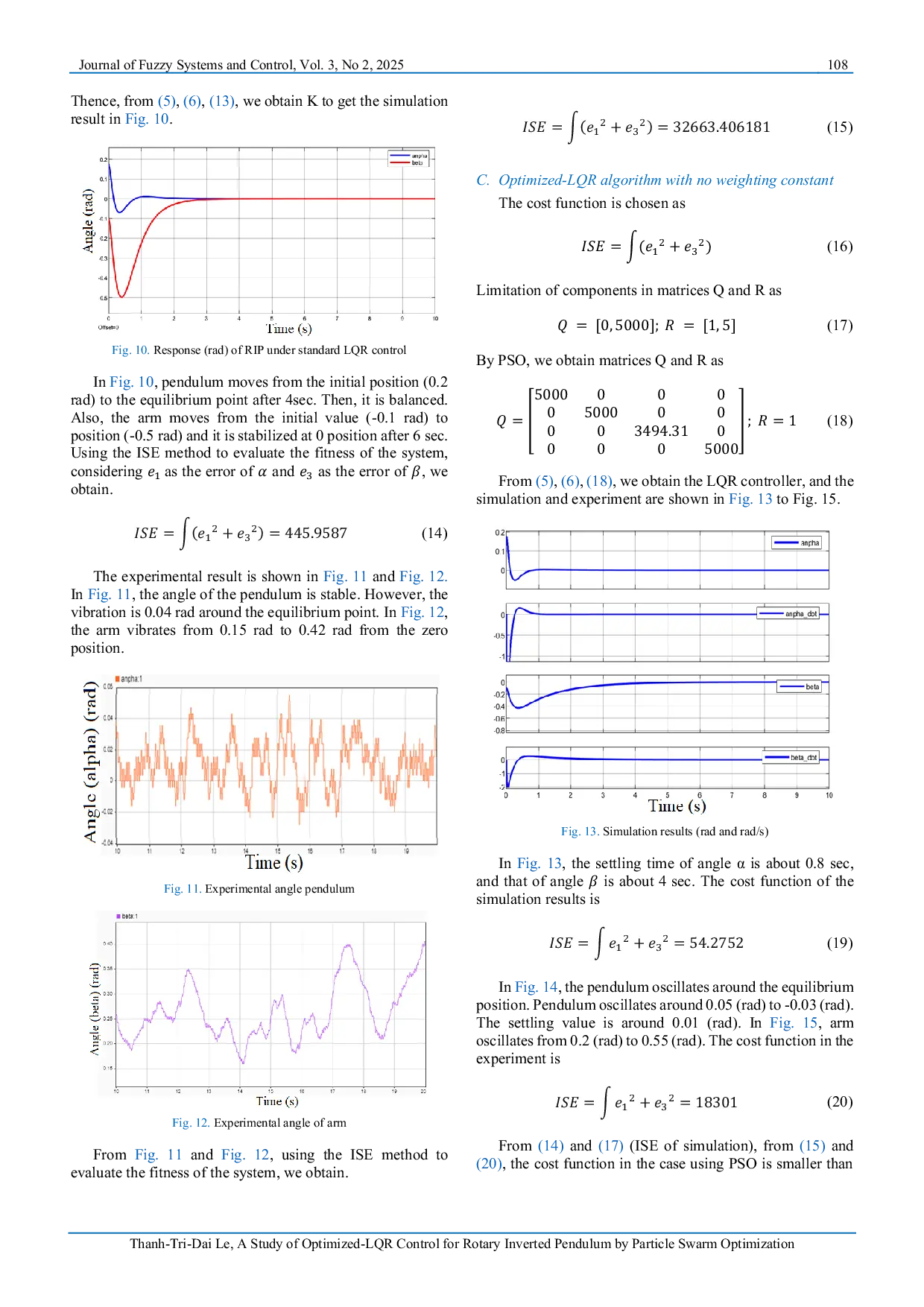 JURIS A Study of Optimized LQR Control for Rotary Inverted Pendulum by Particle Swarm Optimization
