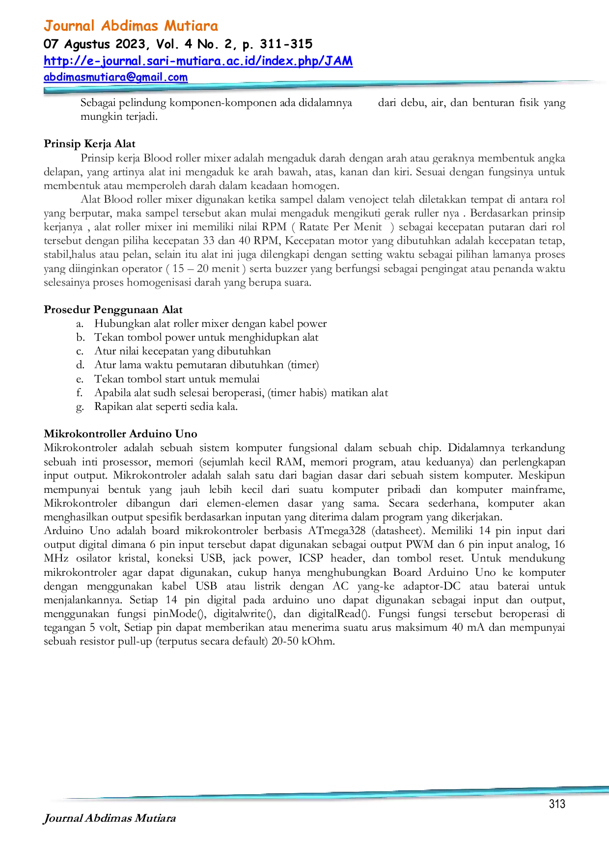 JURIS Sosialisasi Dan Simulasi Speed Setting Pada Roller Mixer Berbasis Mikrokontroler Arduino Uno