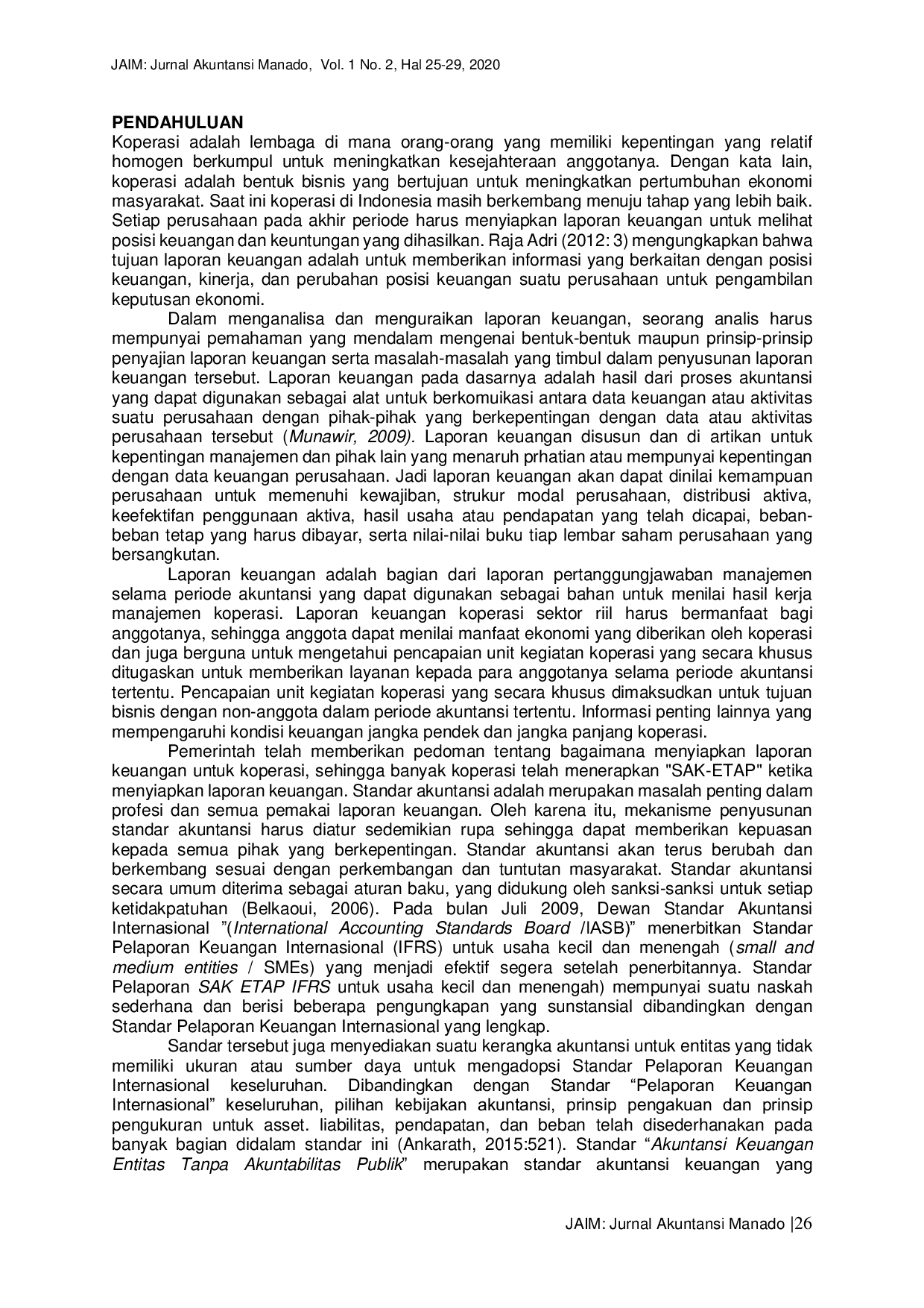 JURIS Analisis Penerapan Sak Etap Pada Koperasi Di Kabupaten Minahasa