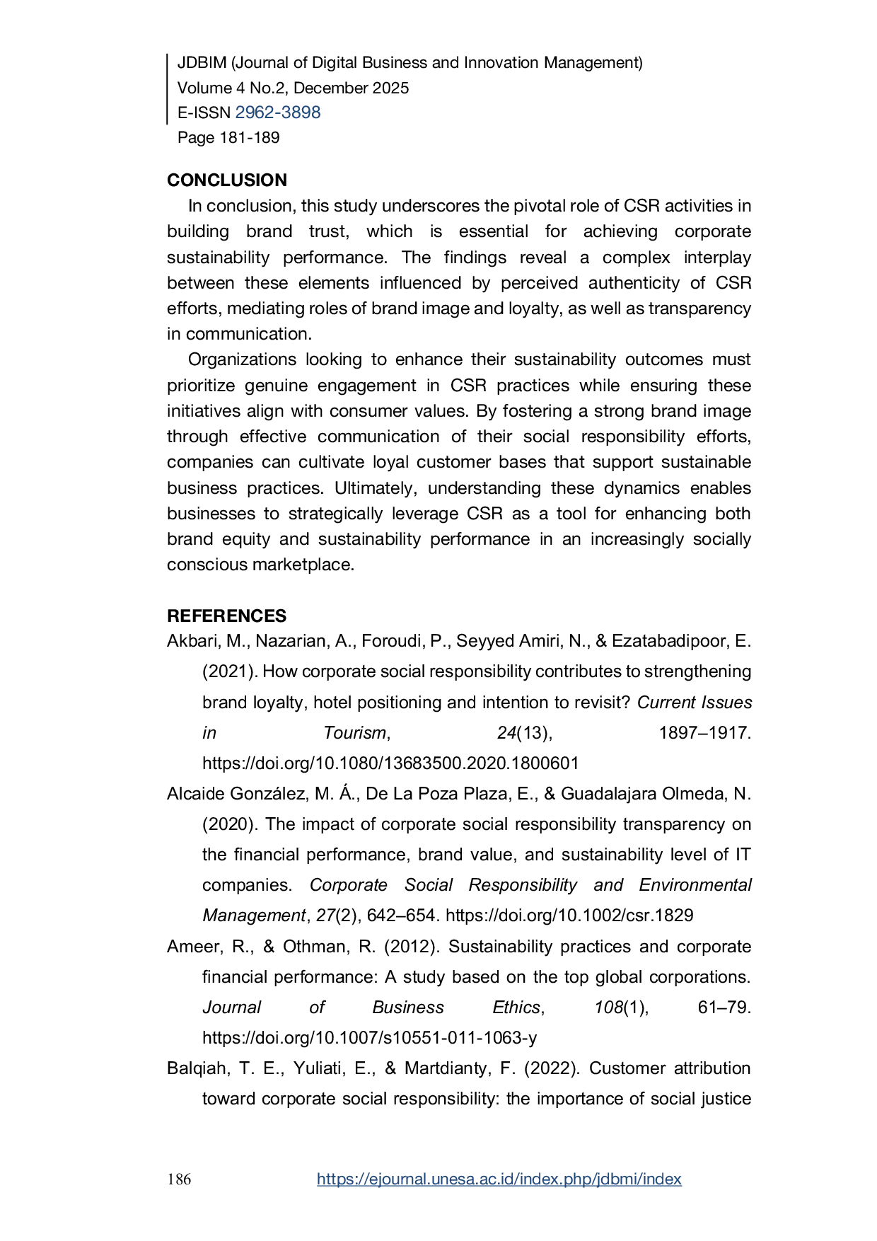JURIS Corporate Social Responsibility Brand Trust and Technological Innovation as Drivers of Corporate Sustainability Performance A Bibliometric Analysis