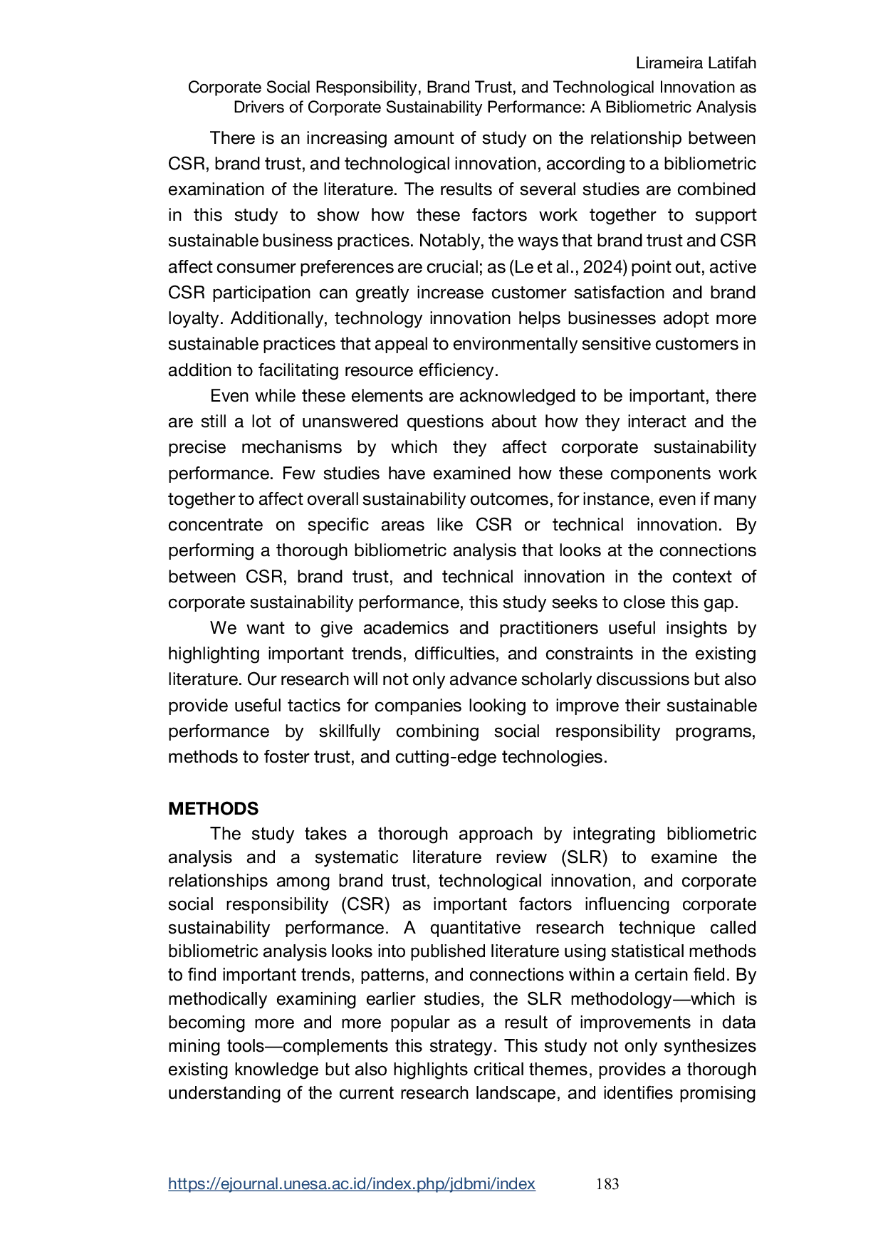 JURIS Corporate Social Responsibility Brand Trust and Technological Innovation as Drivers of Corporate Sustainability Performance A Bibliometric Analysis