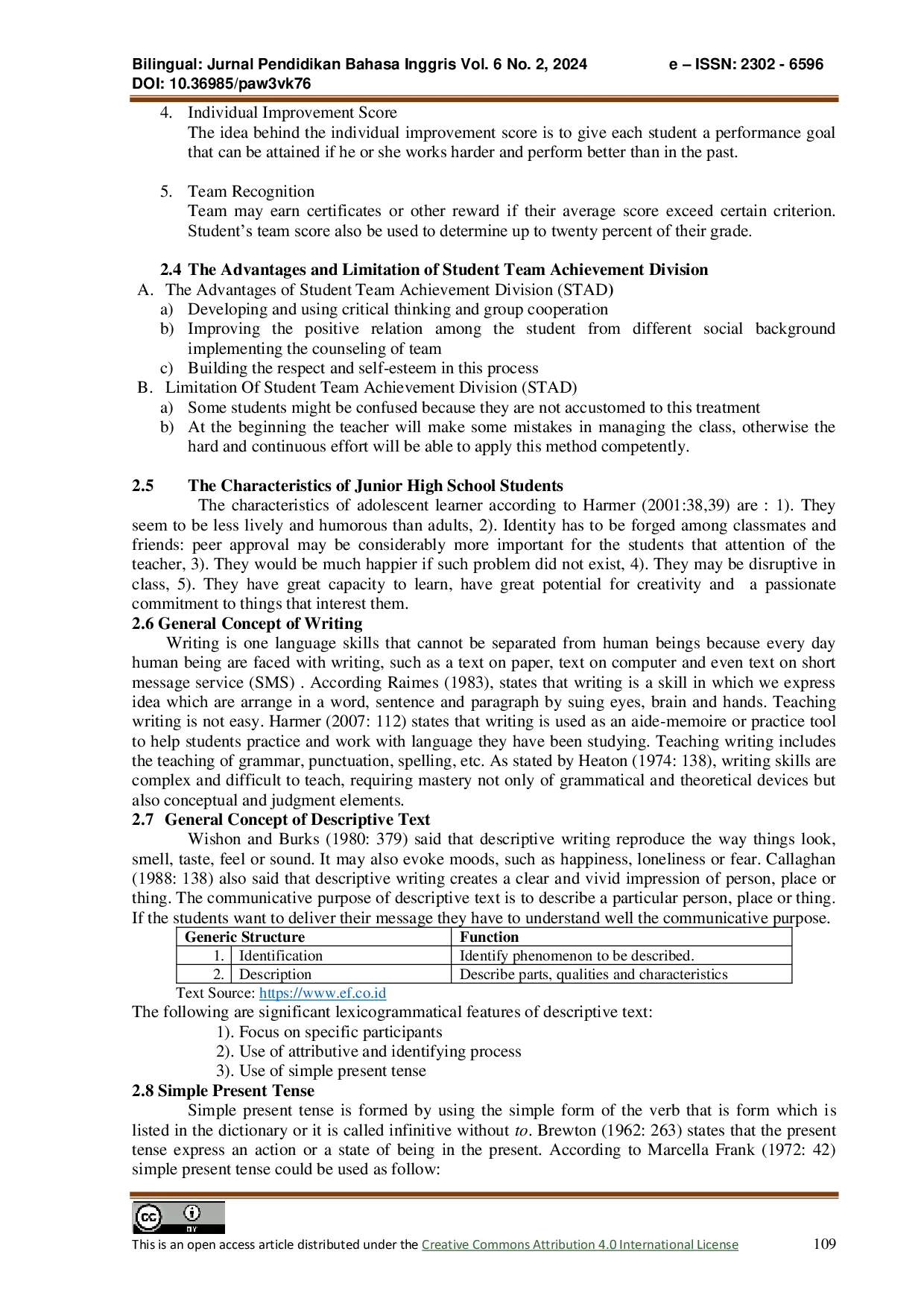 JURIS The Use Of Student Team Achievement Division STAD Technique To Enhance Student s Writing Creativity At SMP Negeri 4 Pematang Siantar