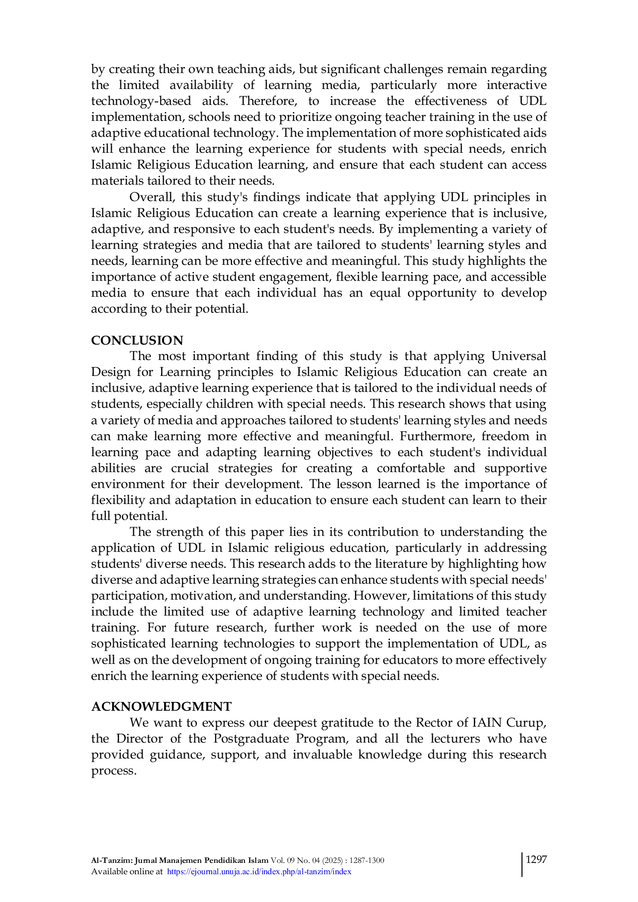 JURIS Implementing Universal Design for Learning in Islamic Education Strategic Management for Children with Special Needs