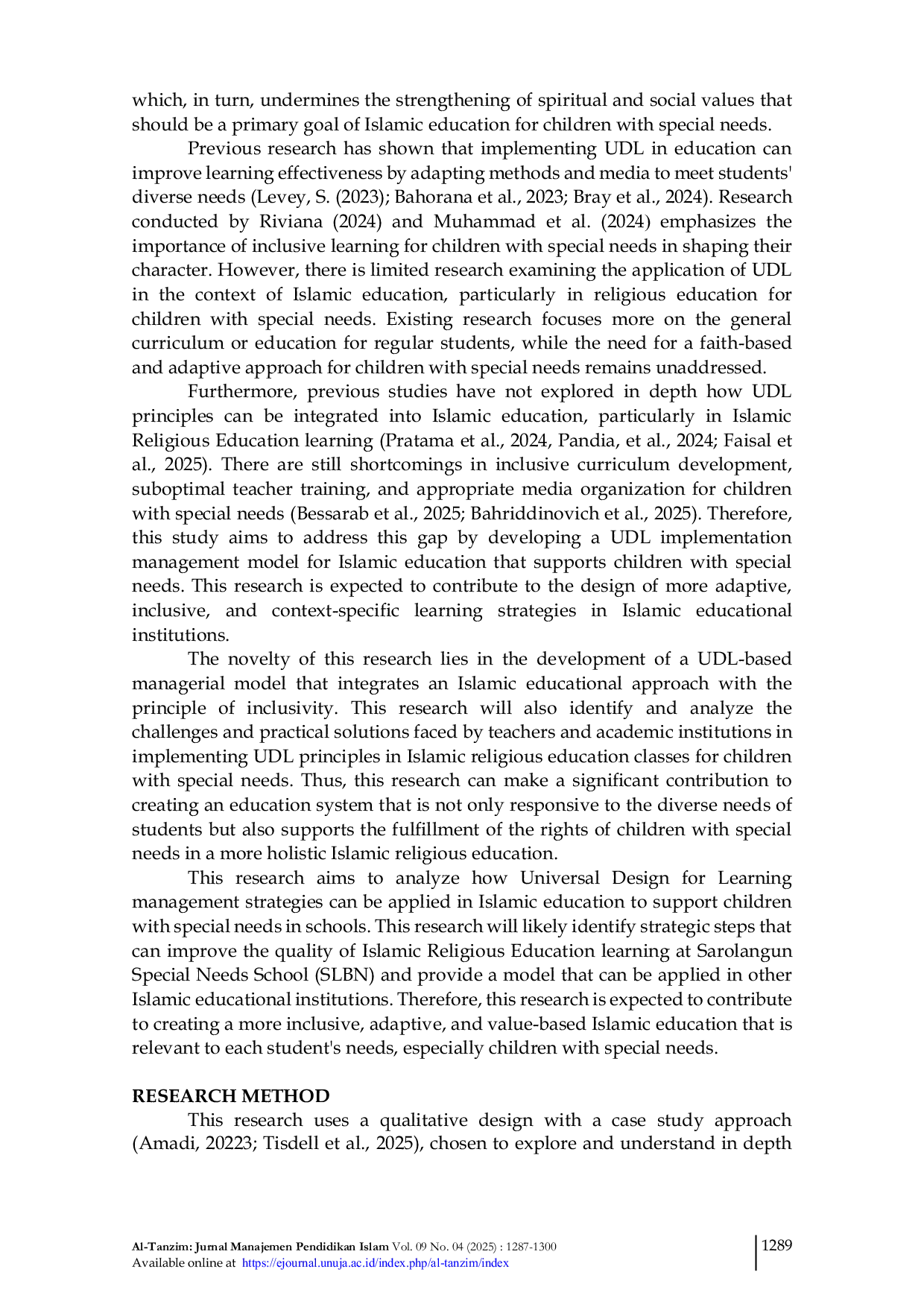 JURIS Implementing Universal Design for Learning in Islamic Education Strategic Management for Children with Special Needs