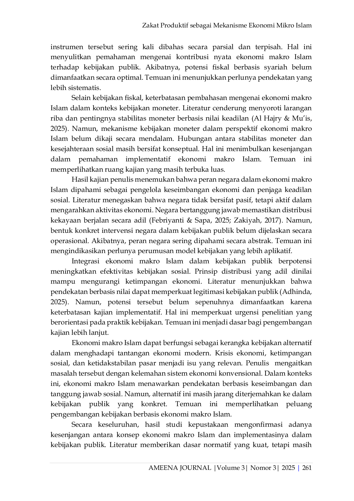JURIS Ekonomi Makro Islam sebagai Instrumen Kebijakan Publik dalam Meningkatkan Kesejahteraan Sosial Masyarakat