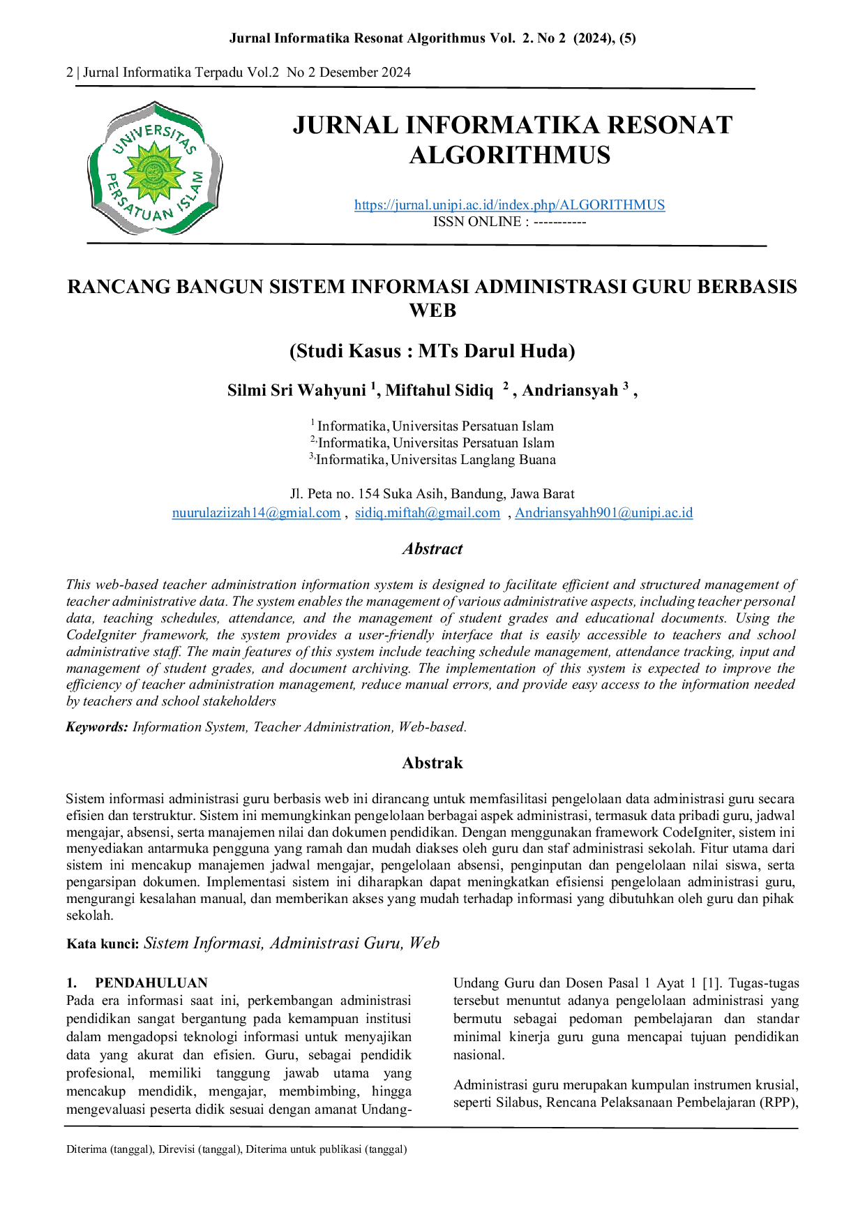 JURIS Designing a Web Based Teacher Administration Information System