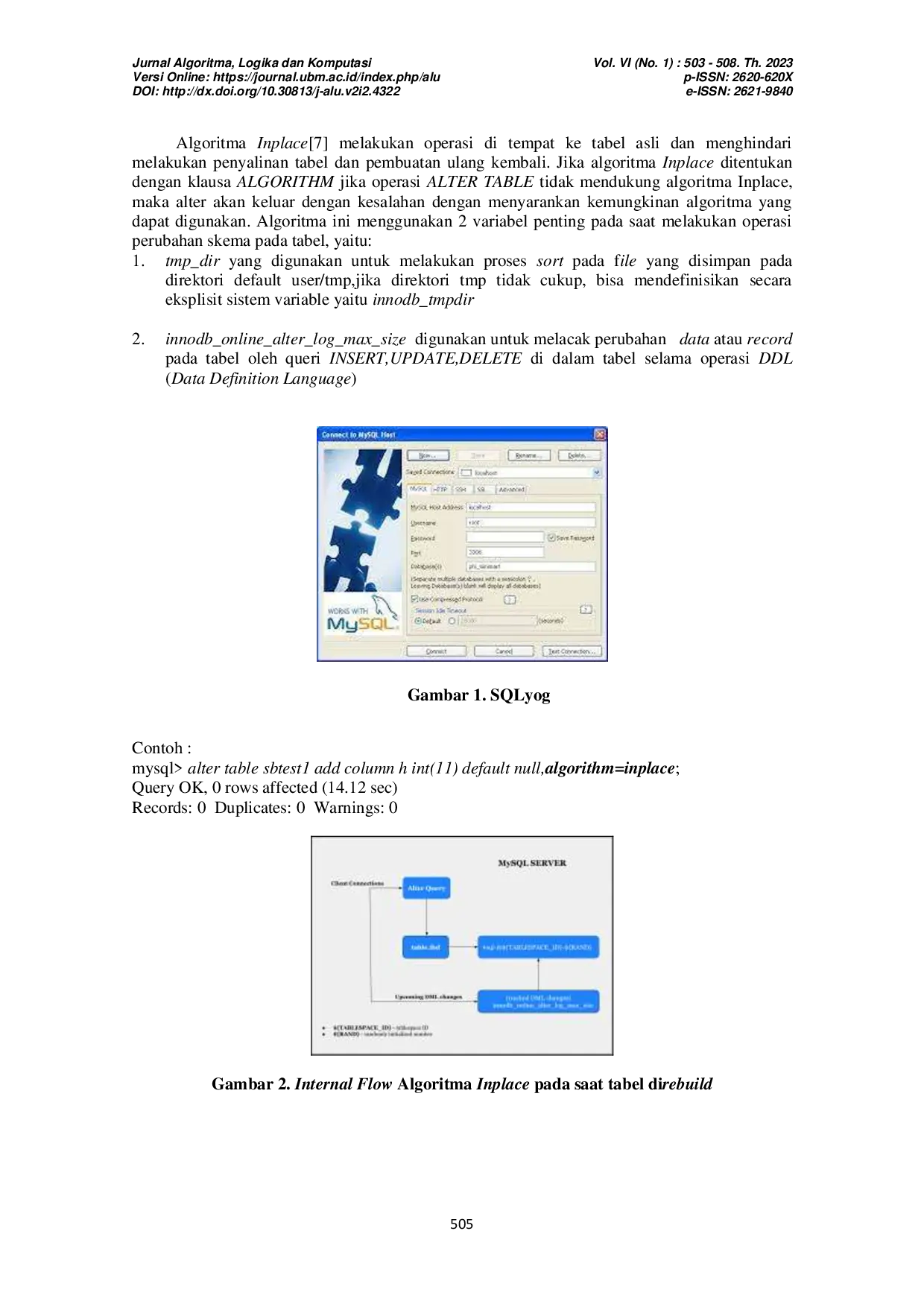 JURIS Analisa Perbandingan Tingkat Efisiensi Algoritma Data Definition Language DDL Copy Inplace Instant Database MySQL