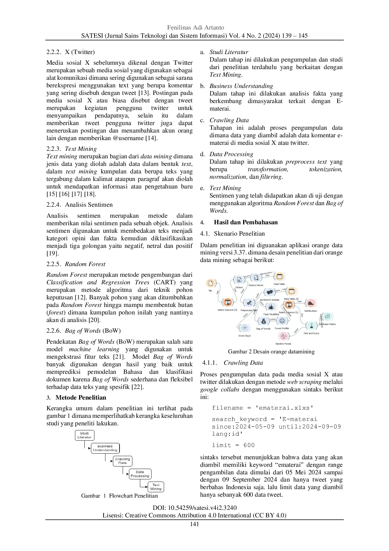 JURIS Implementasi Algoritma Random Forest dan Model Bag of Words Dalam Analisis Sentimen Mengenai E Materai