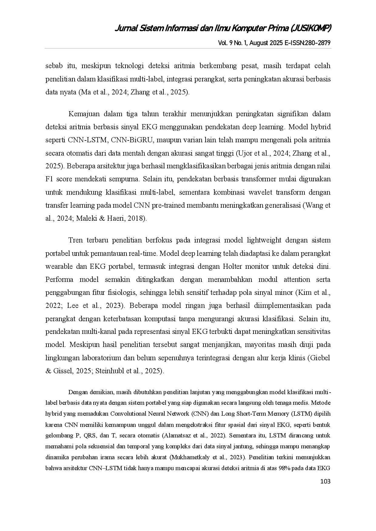 juris Sistem Elektrokardiogram Berbasis Kecerdasan Buatan Untuk Deteksi Dini Aritmia Menggunakan Algoritma Deep Learning