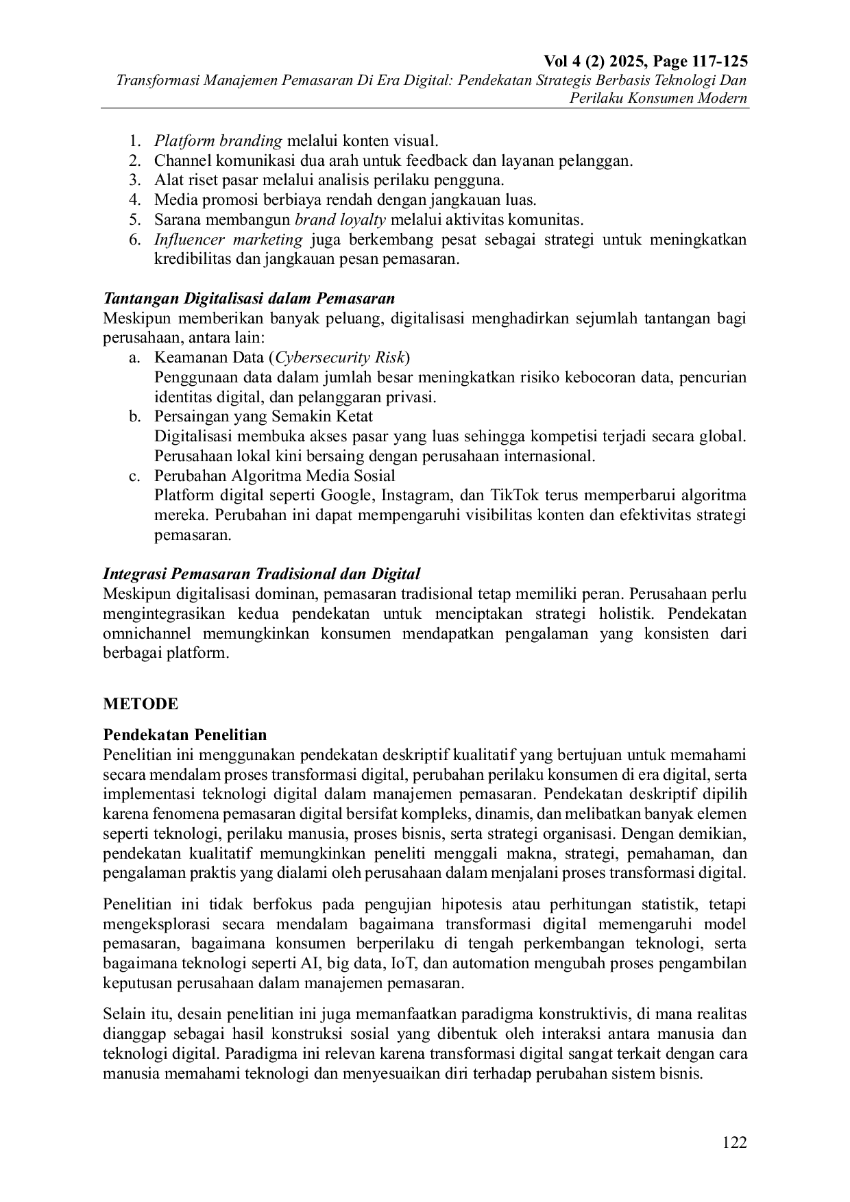 JURIS Transformasi Manajemen Pemasaran Di Era Digital Pendekatan Strategis Berbasis Teknologi Dan Perilaku Konsumen Modern