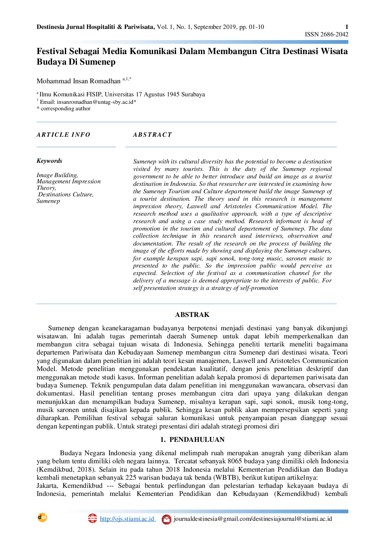 JURIS Festival Sebagai Media Komunikasi Dalam Membangun Citra Destinasi Wisata Budaya Di Sumenep
