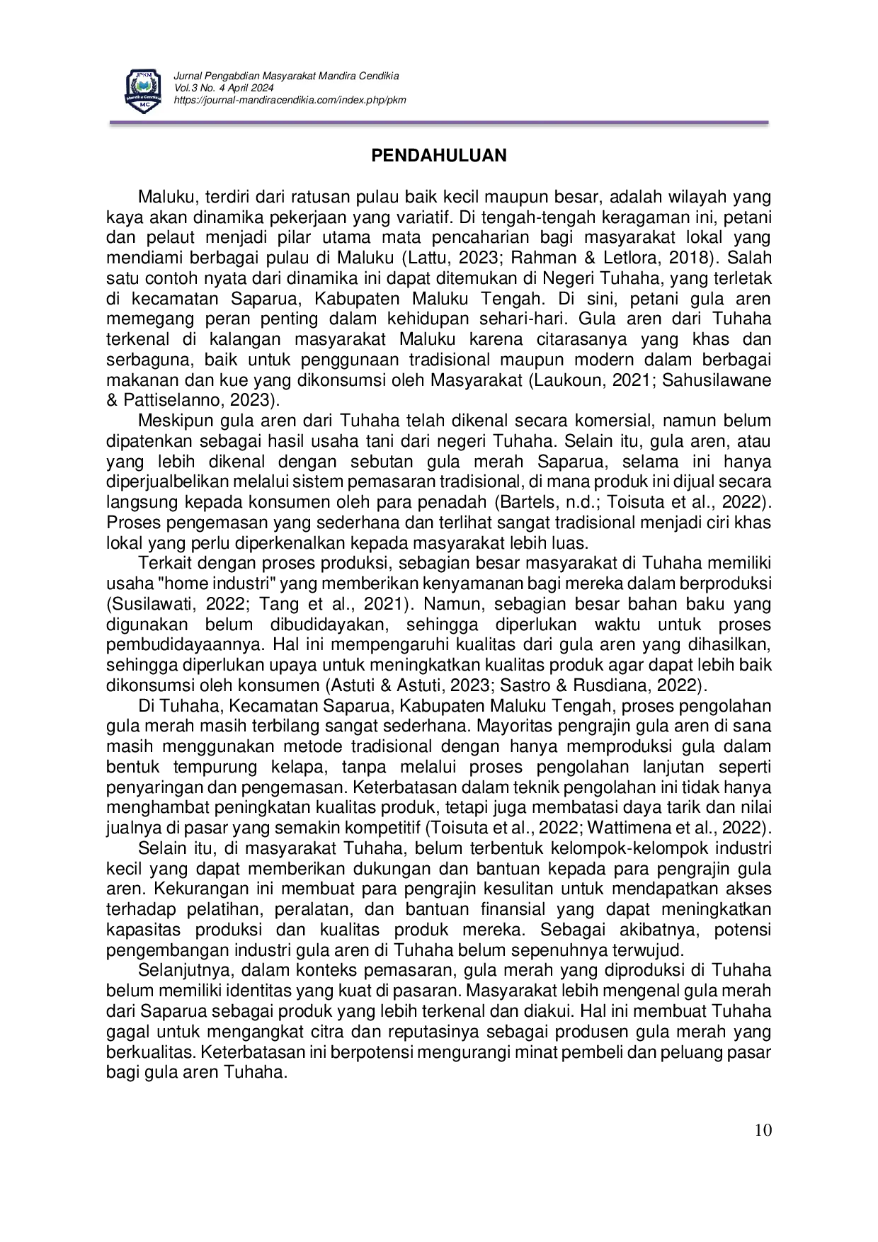 JURIS Pengembangan Nilai Jual Gula Aren Tuhaha Kec Saparua Kab Maluku Tengah