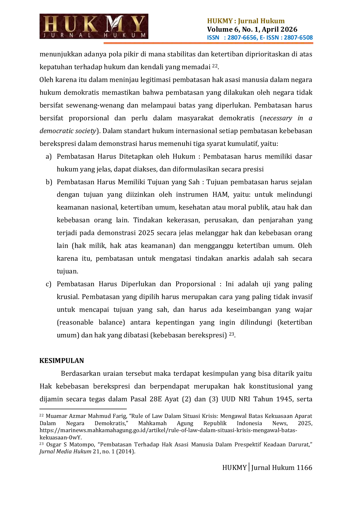 JURIS Pembatasan Kebebasan Berekspresi Dalam Demonstrasi 2025 Di Indonesia Ditinjau Dari Prinsip Rule Of Law