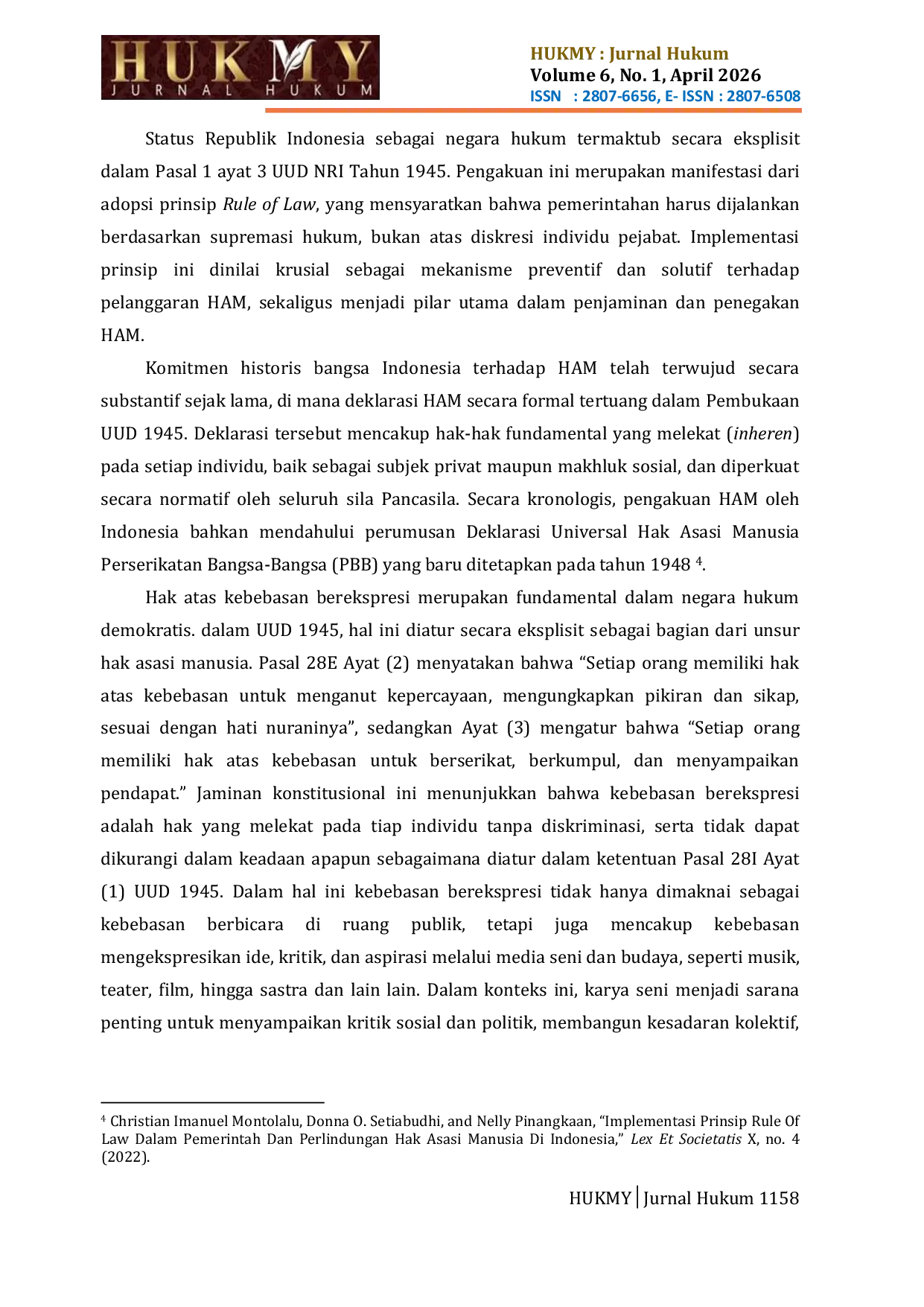 JURIS Pembatasan Kebebasan Berekspresi Dalam Demonstrasi 2025 Di Indonesia Ditinjau Dari Prinsip Rule Of Law