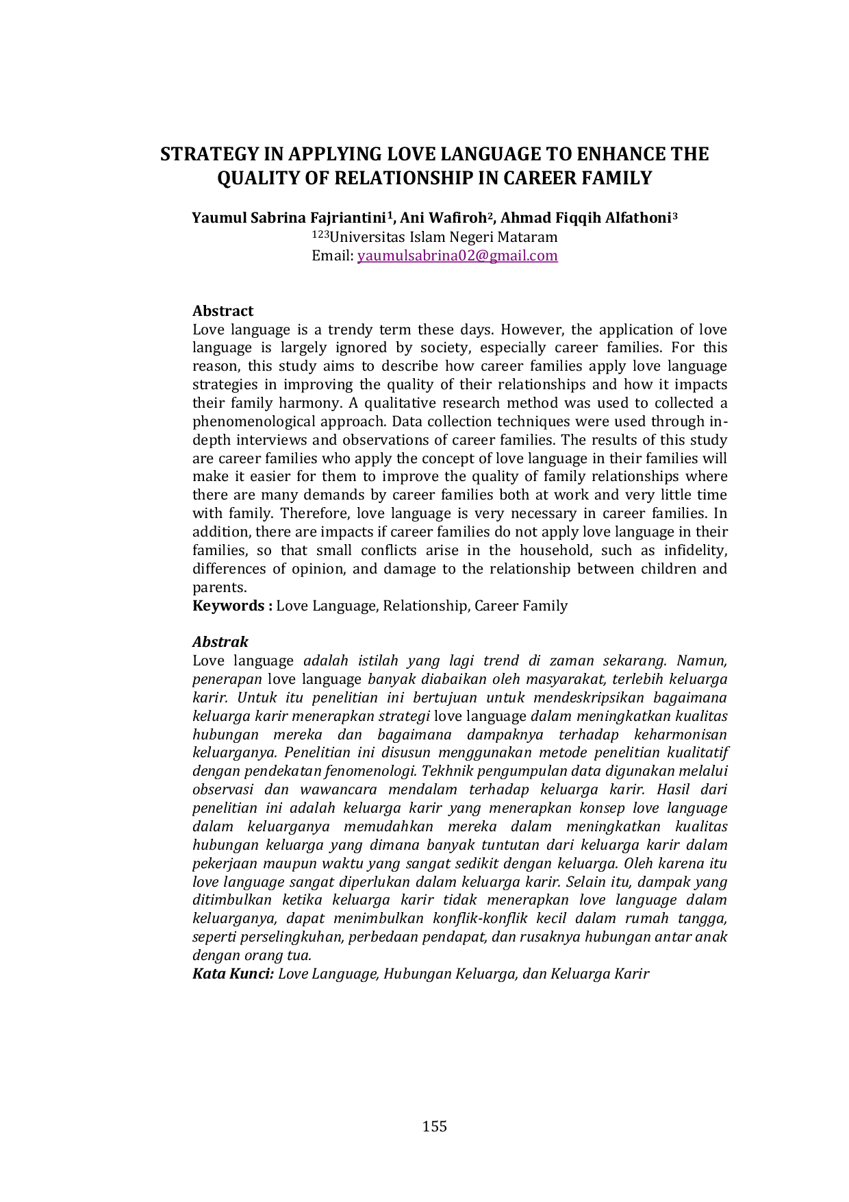 JURIS Strategy in Applying Love Language to Enhance the Quality of Relationship in Career Family