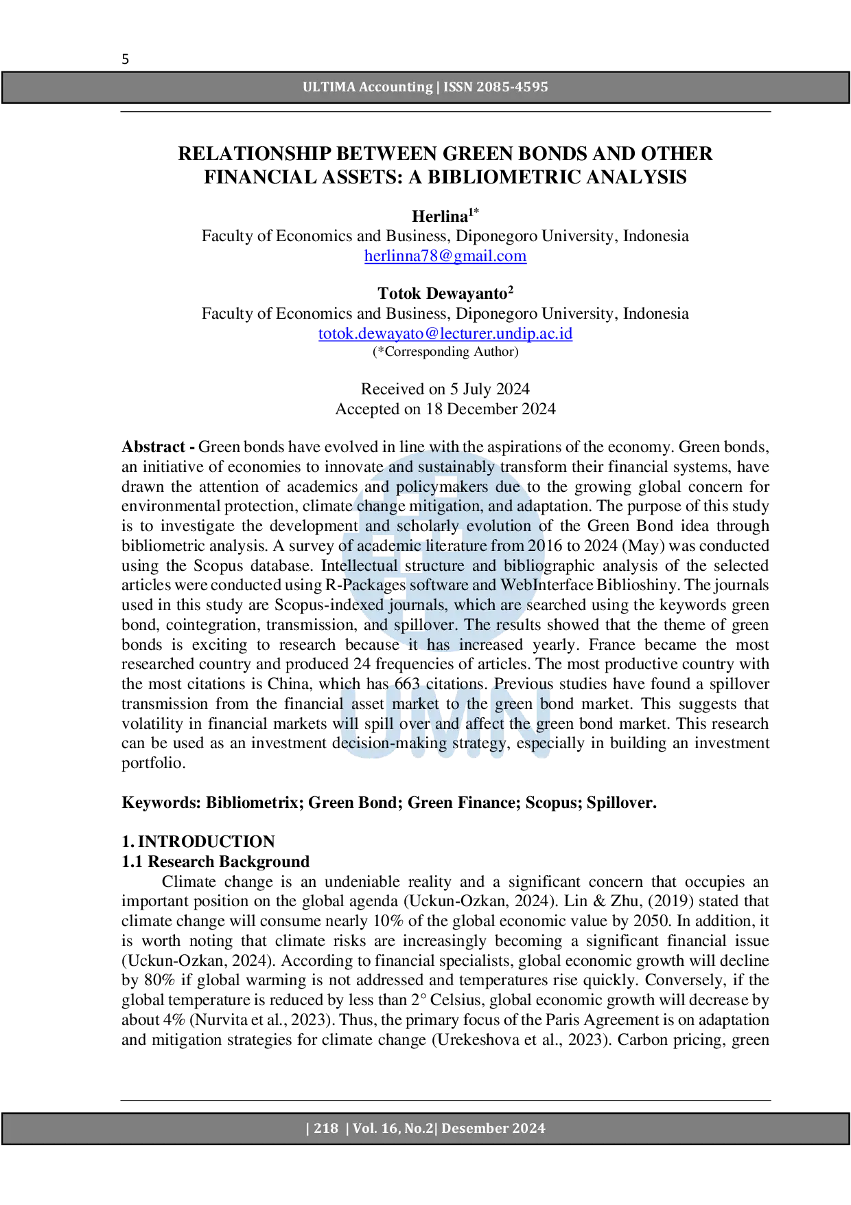 JURIS Relationship Between Green Bonds and Other Financial Assets A Bibliometric Analysis
