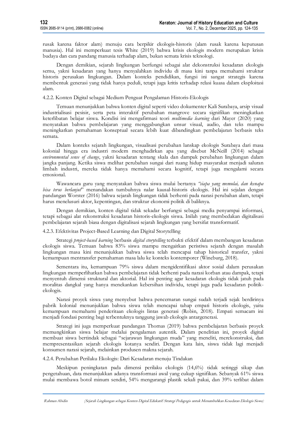 JURIS Sejarah Lingkungan sebagai Konten Digital Edukatif Strategi Pedagogis untuk Menumbuhkan Kesadaran Ekologis Siswa