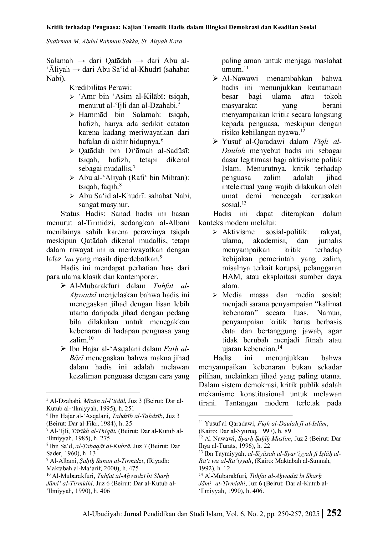 JURIS Kritik Terhadap Penguasa Kajian Tematik Hadis Dalam Bingkai Demokrasi Dan Keadilan Sosial