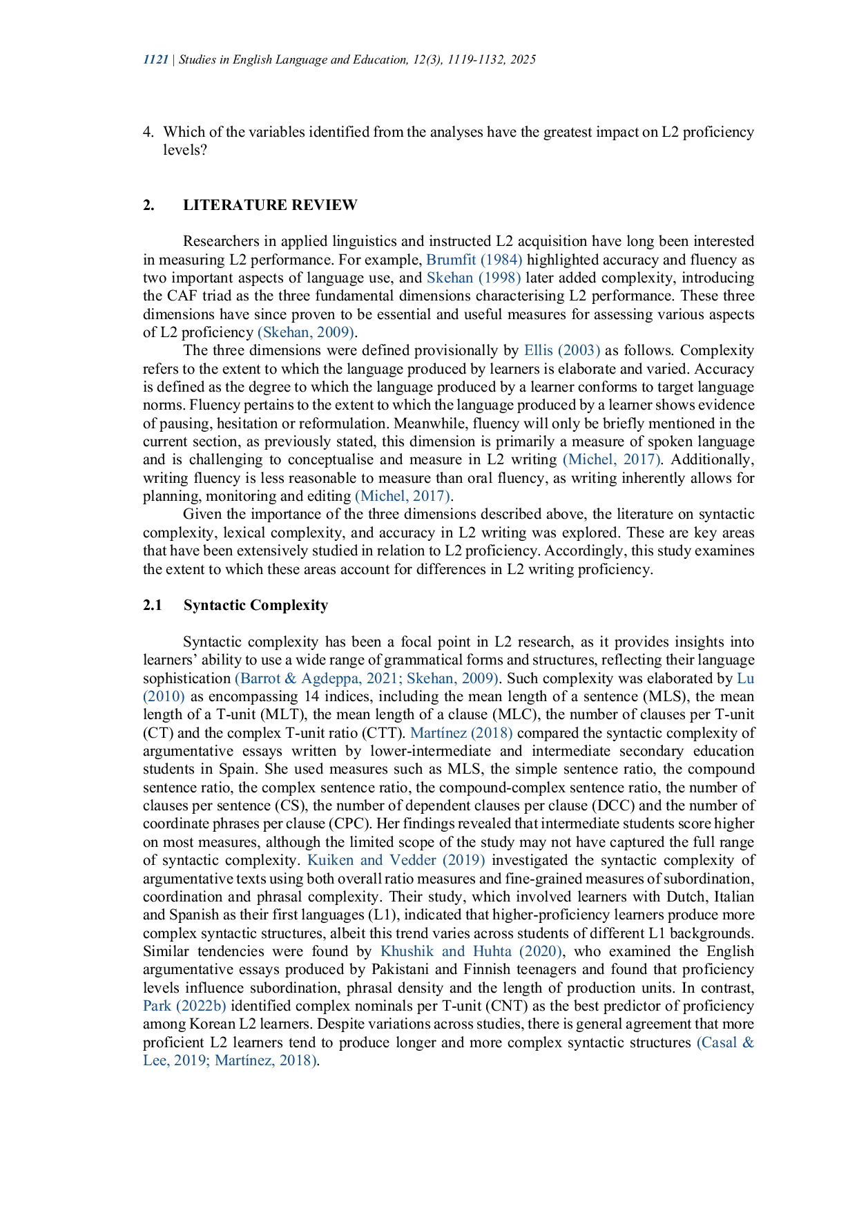 JURIS Key Predictors of Proficiency in L2 Writing Syntactic Lexical Complexity and Accuracy