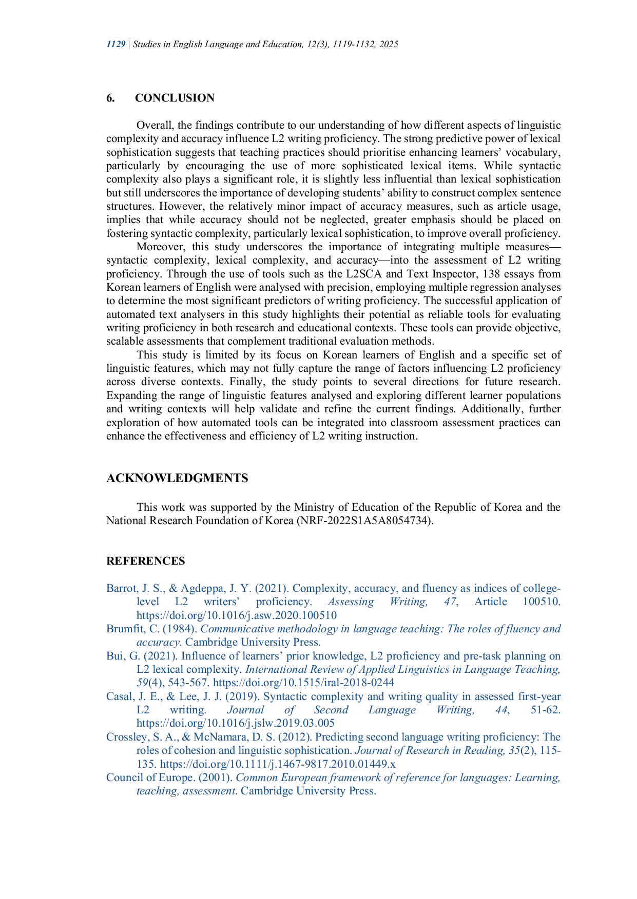 JURIS Key Predictors of Proficiency in L2 Writing Syntactic Lexical Complexity and Accuracy