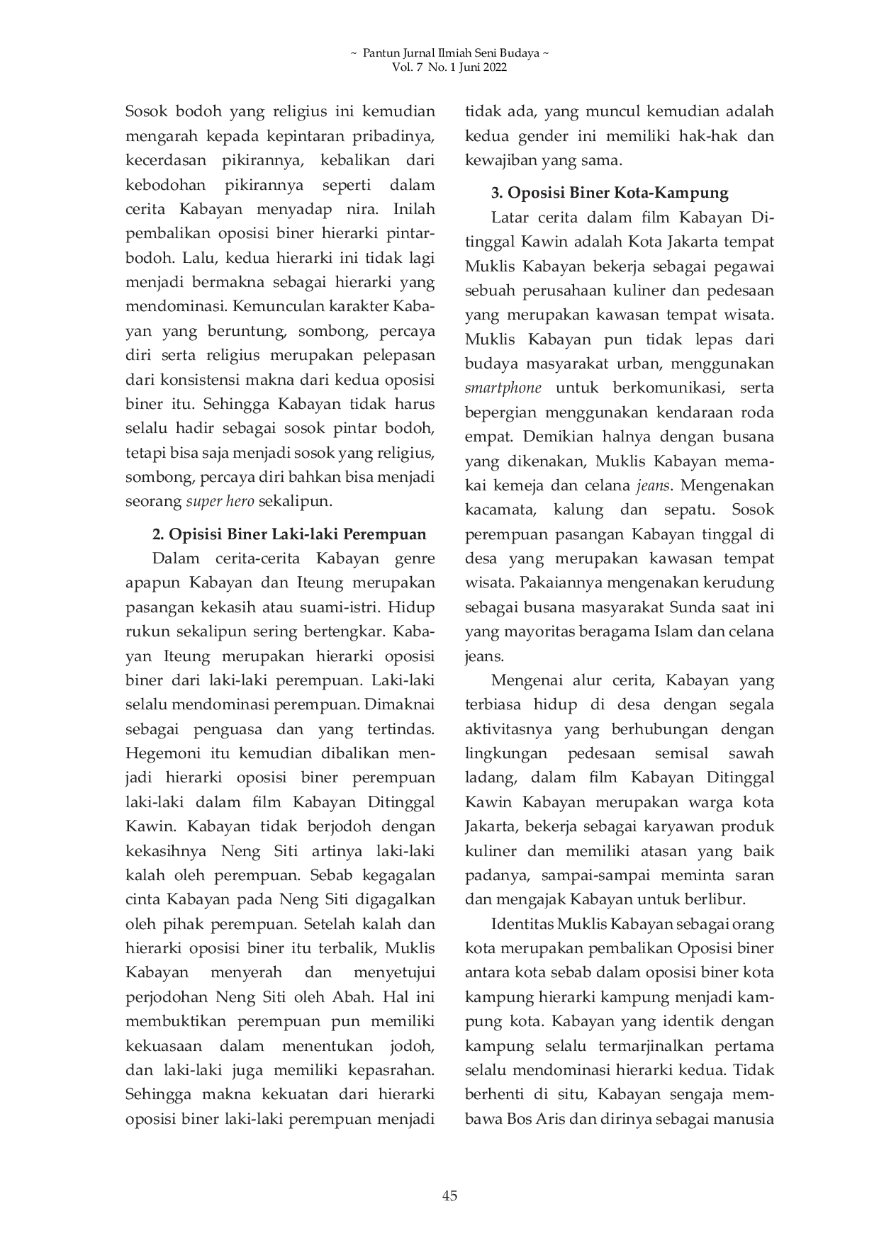 JURIS Pembalikan Oposisi Biner Cerita Si Kabayan Ditinggal Kawin Pada Film Di Youtube