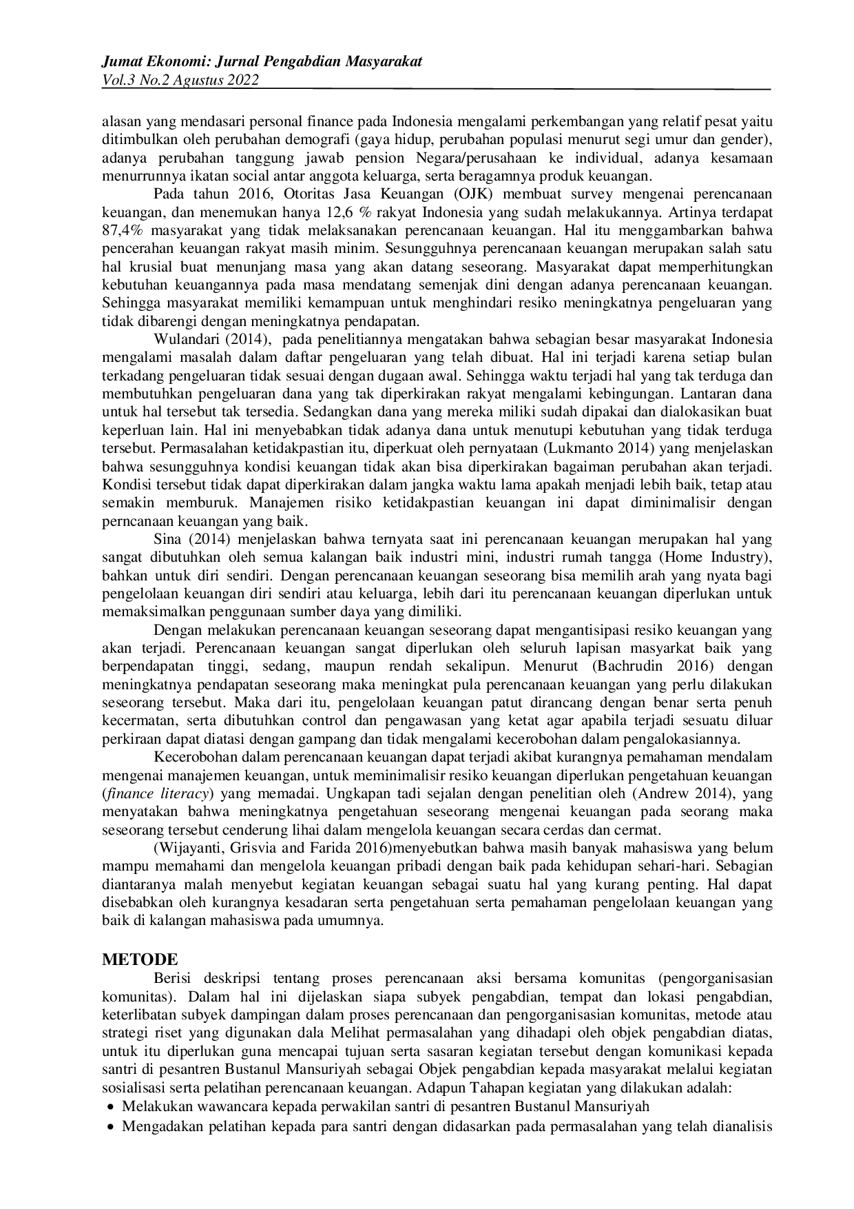 JURIS Pelatihan Perencanaan Keuangan Santri di Pondok Pesantren Bustanul Mansuriyah