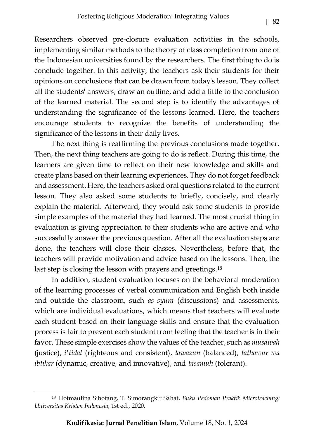 JURIS Fostering Religious Moderation Integrating Values Into The English Language Teaching Classroom