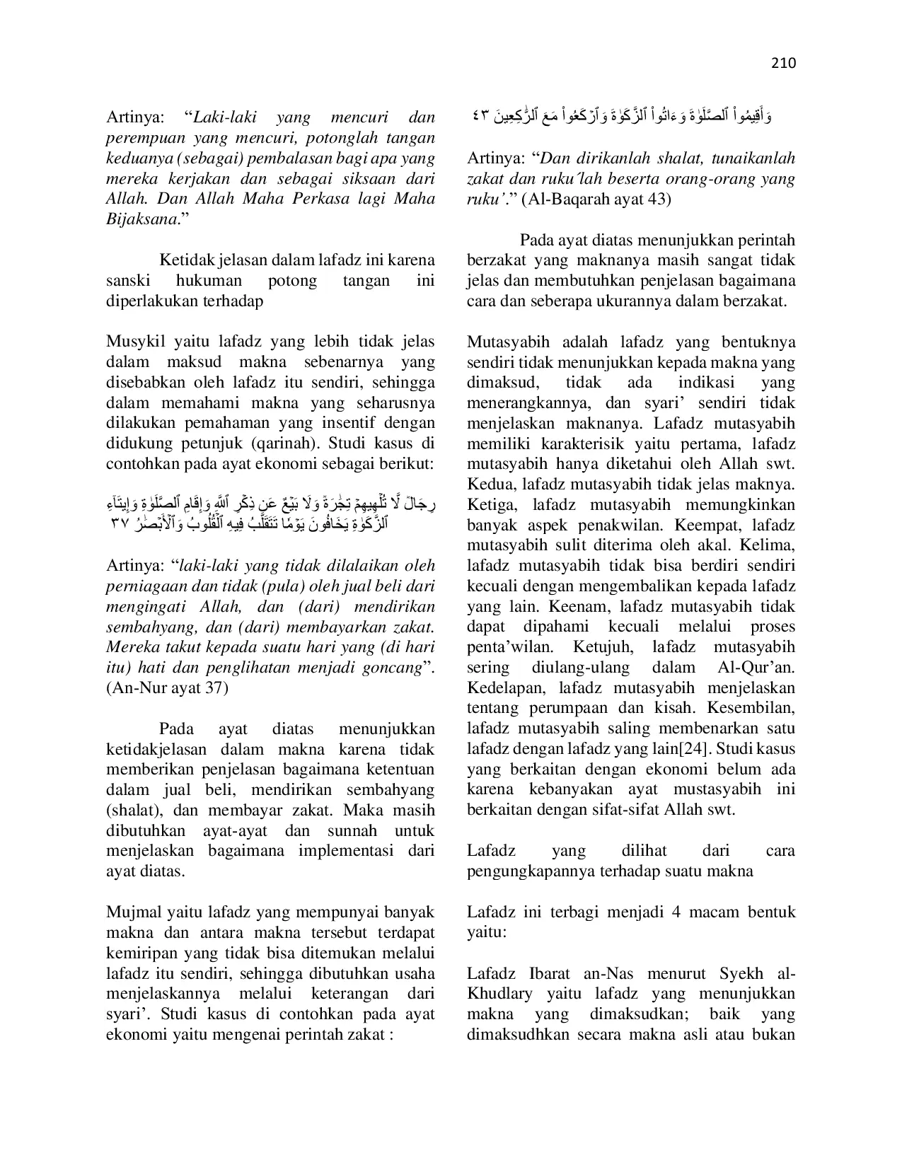 JURIS Metode Istinbath dalam Ushul Fiqh Studi Kasus Ayat Ayat Ekonomi