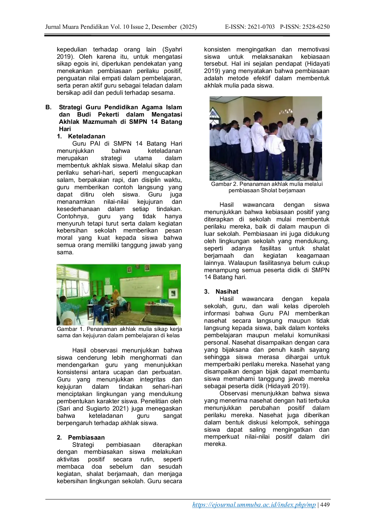 JURIS Strategi Guru Pendidikan Agama Islam Dan Budi Pekerti Dalam Mengembangkan Akhlak Mulia