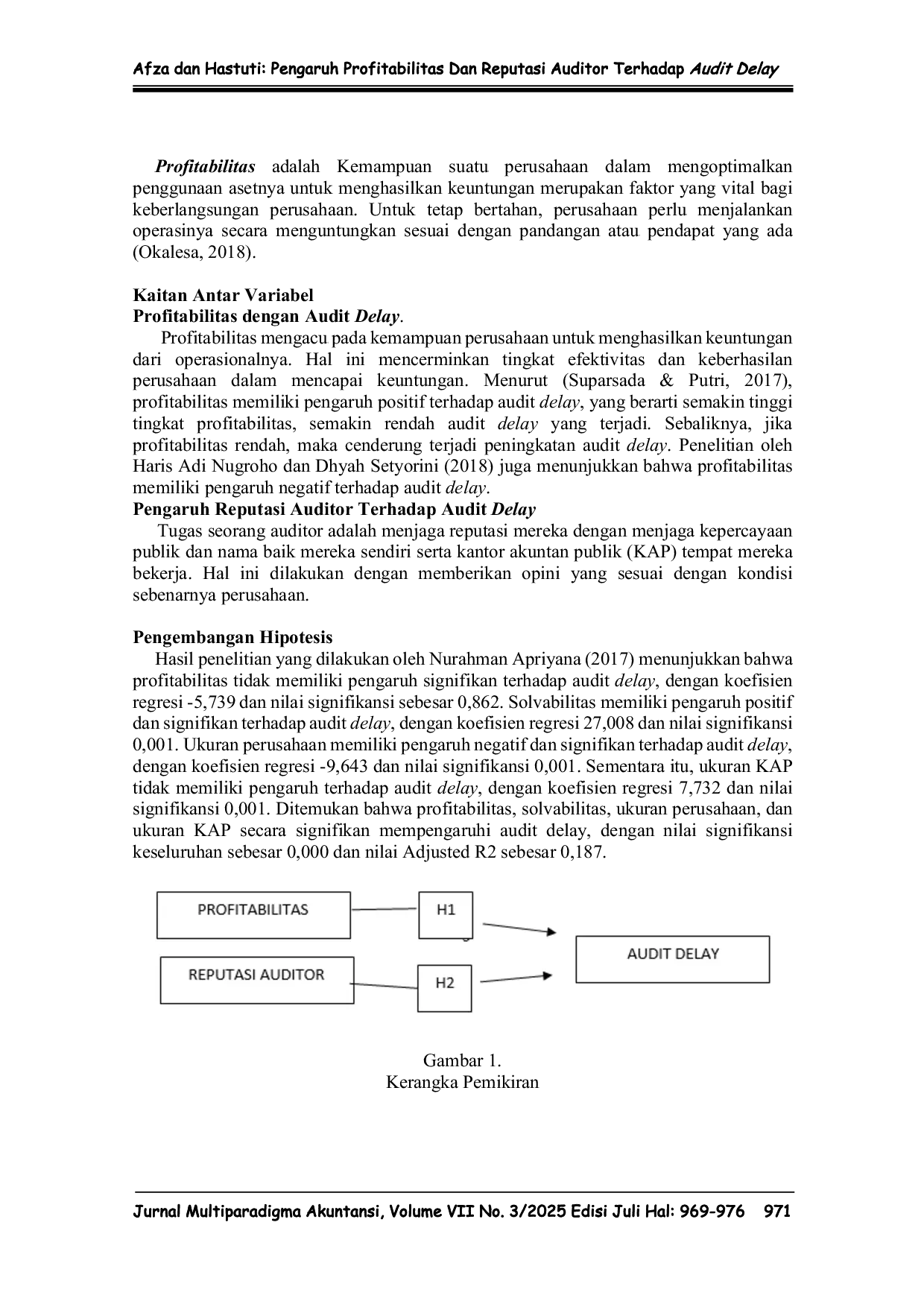 JURIS PENGARUH PROFITABILITAS DAN REPUTASI AUDITOR TERHADAP AUDIT DELAY