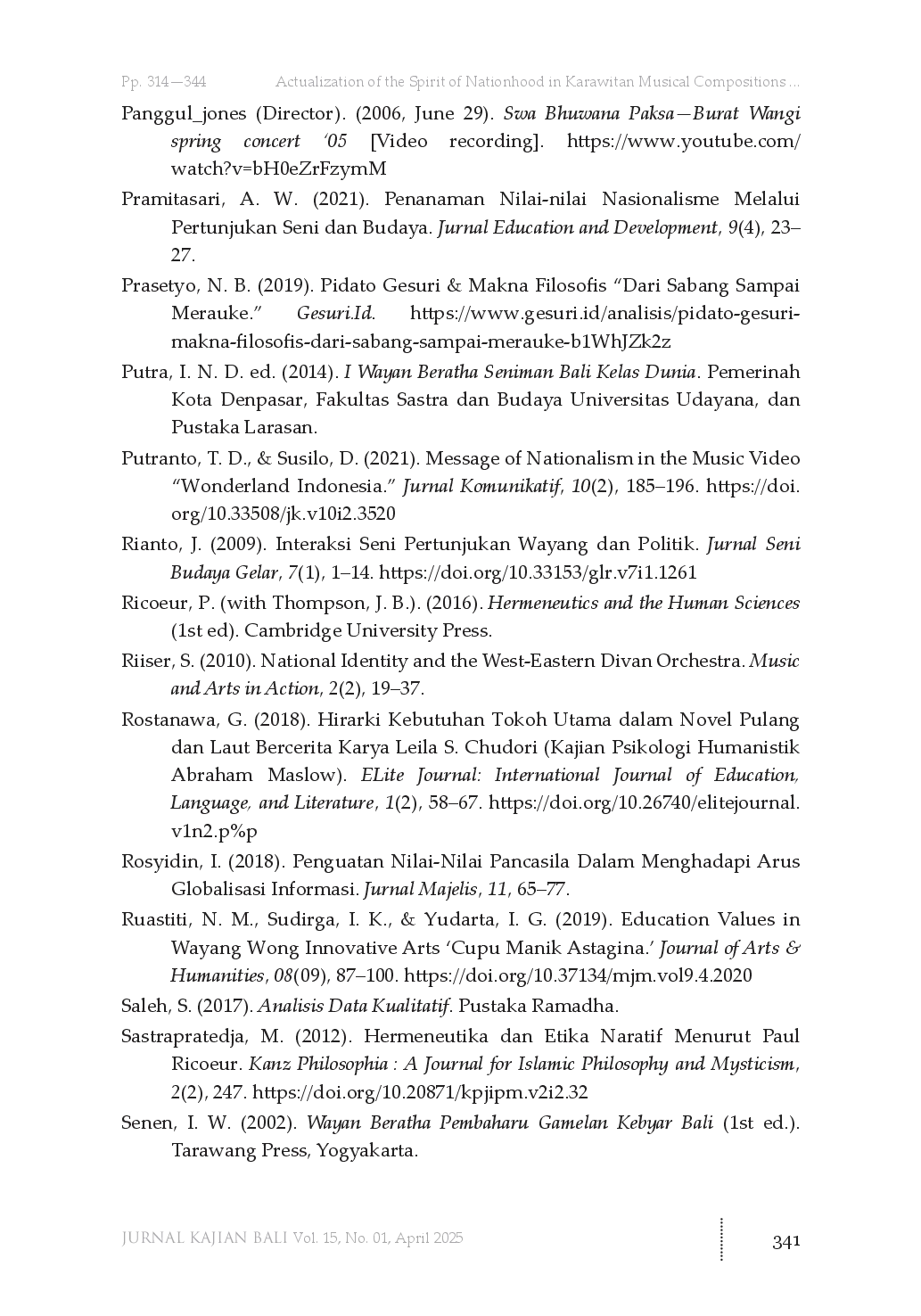 juris Actualization of the Spirit of Nationhood in Karawitan Musical Compositions by Balinese Maestro I Wayan Beratha