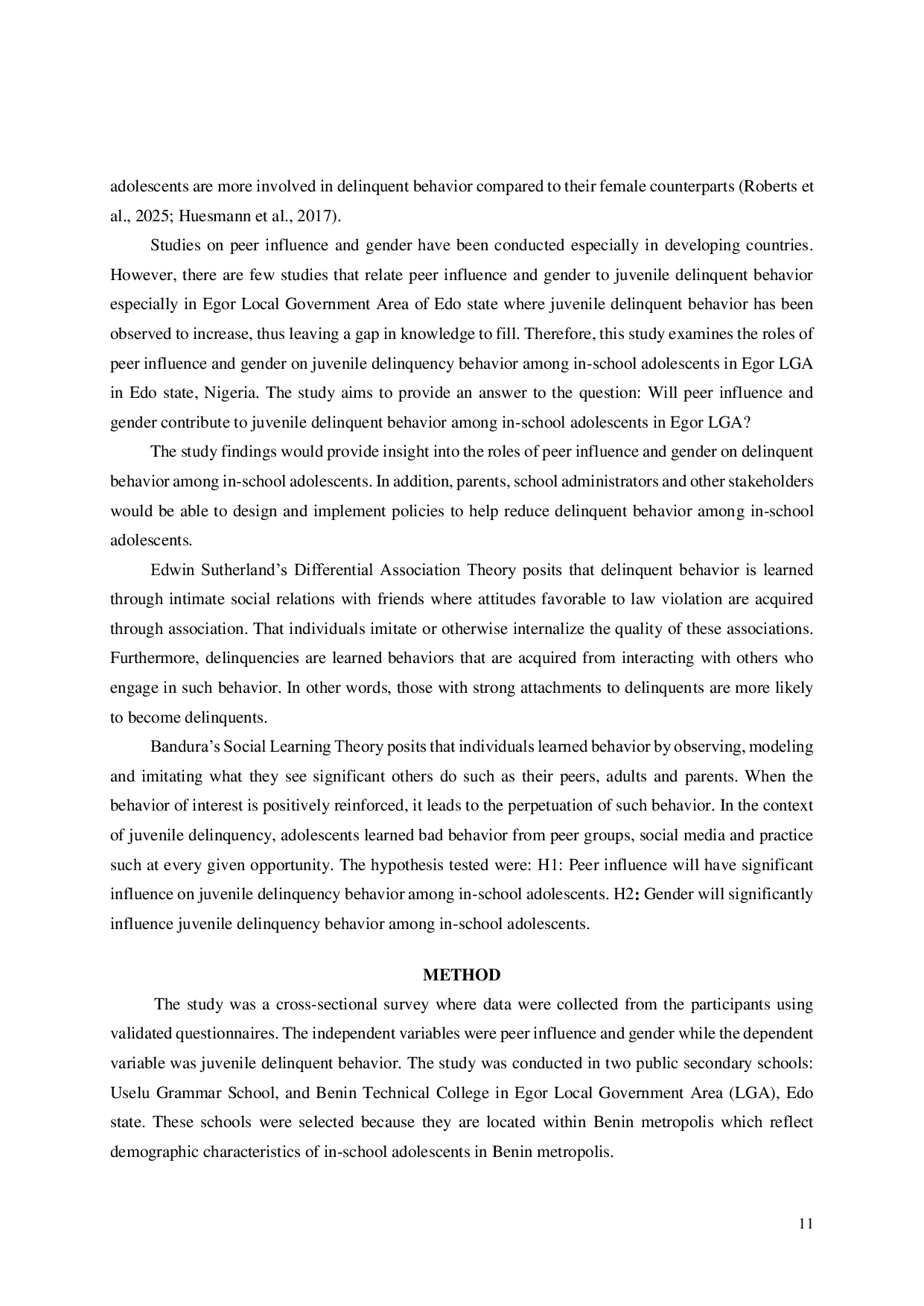 JURIS Juvenile Delinquent Behavior Among In School Adolescents Examining The Roles Of Peer Influence And Gender