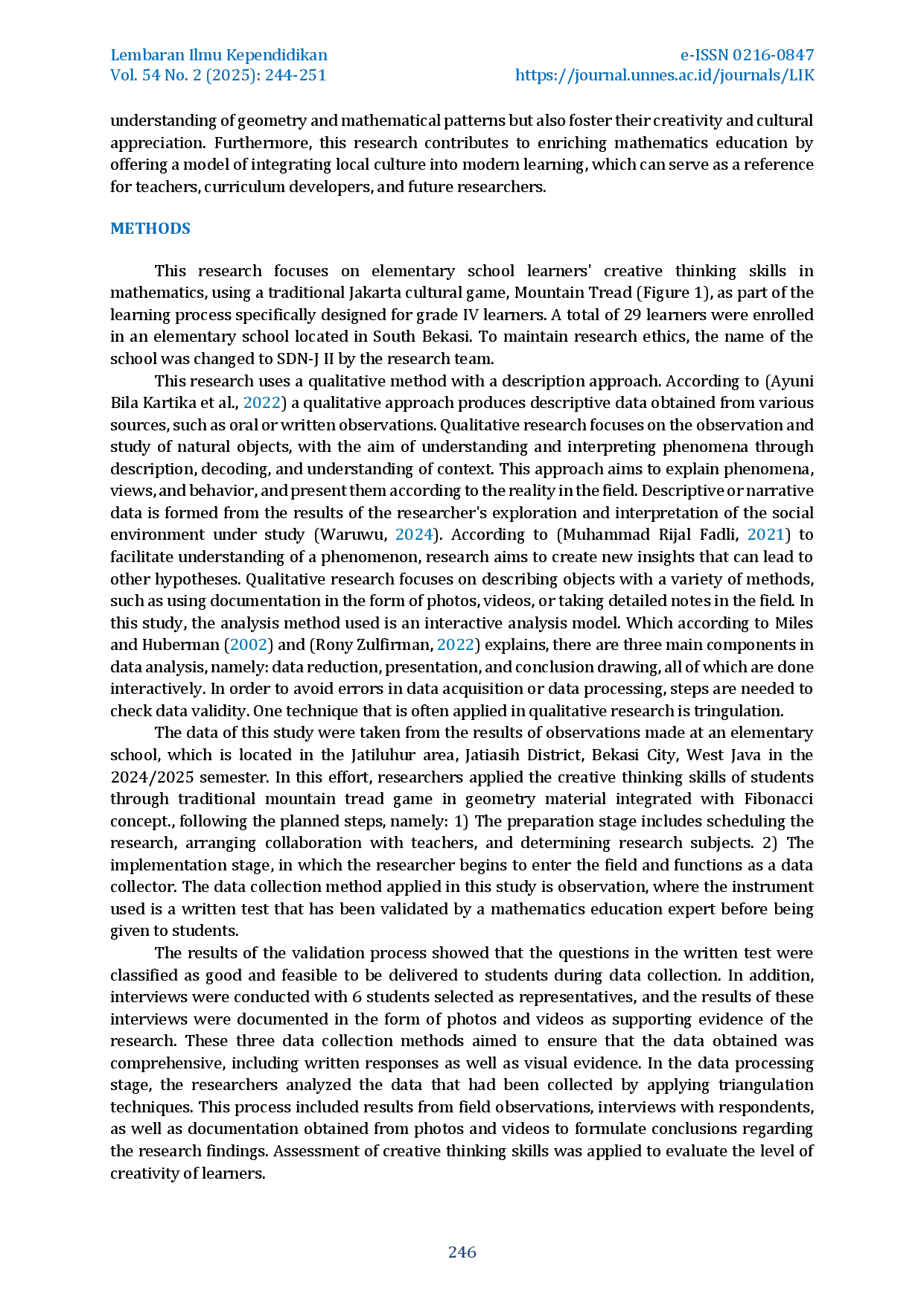 juris Application of Mountain Tread Traditional Game and Fibonacci Concept in Developing Creative Thinking in Geometry Learning in Elementary School
