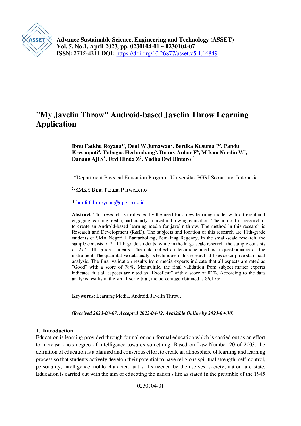 juris My Javelin Throw Android based Javelin Throw Learning Application