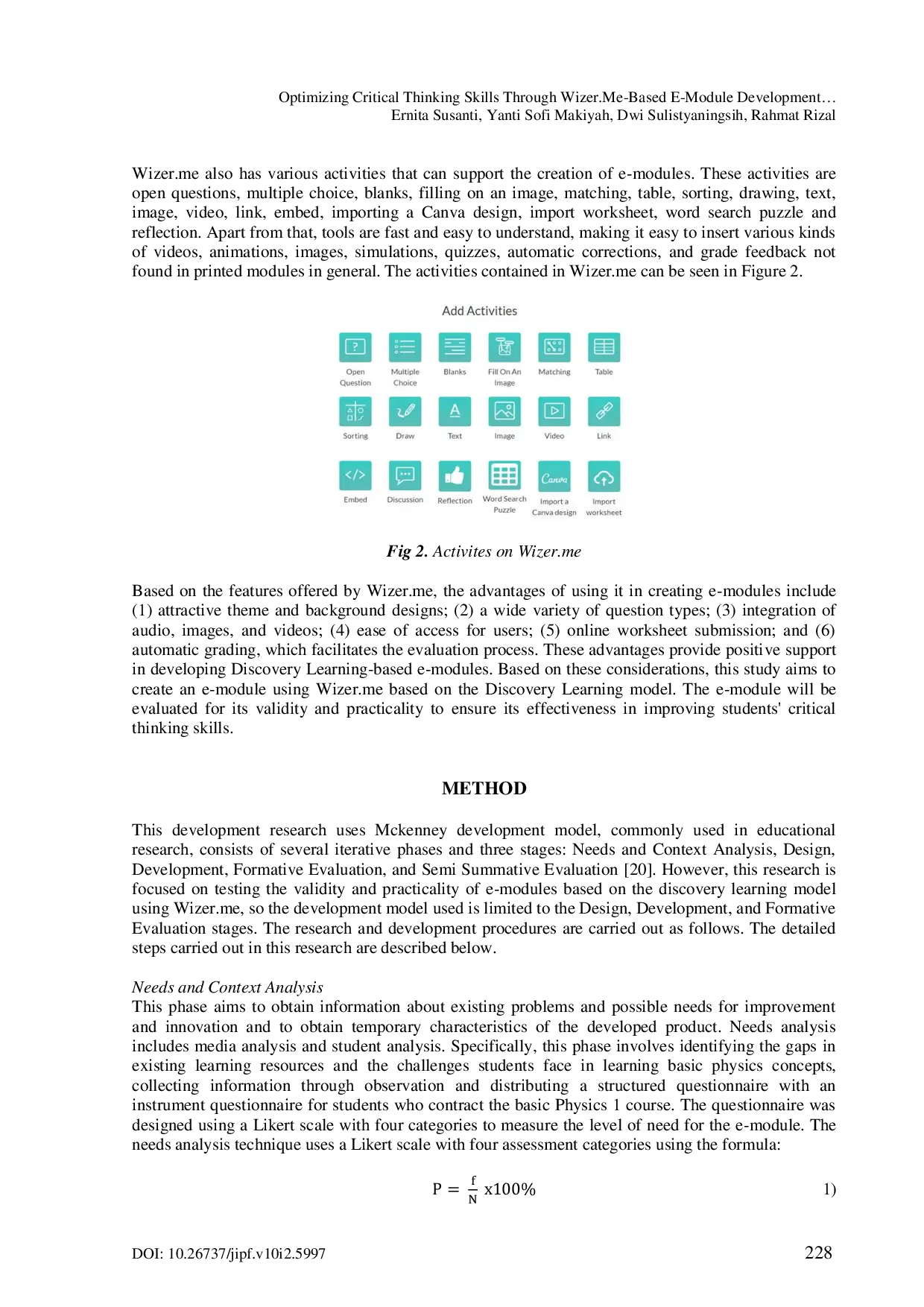 JURIS Optimizing Critical Thinking Skills Through Wizer Me Based E Module Development Using Discovery Learning Model in Basic Physics