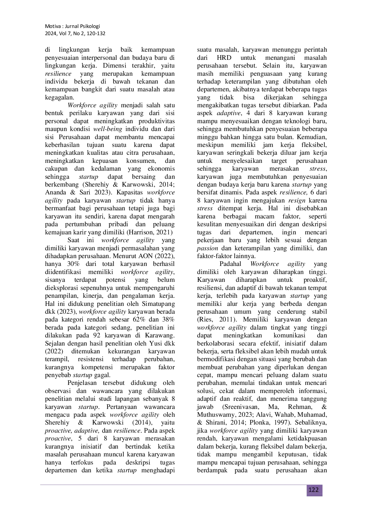 JURIS Peran Psychological Empowerment Terhadap Workforce Agility Pada Karyawan Startup