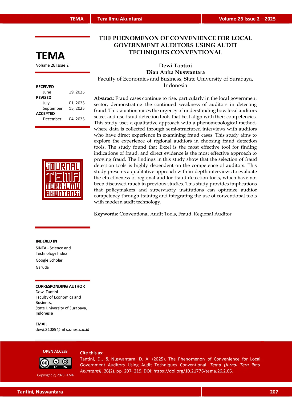 JURIS The Phenomenon of Convenience for Local Government Auditors Using Audit Techniques Conventional